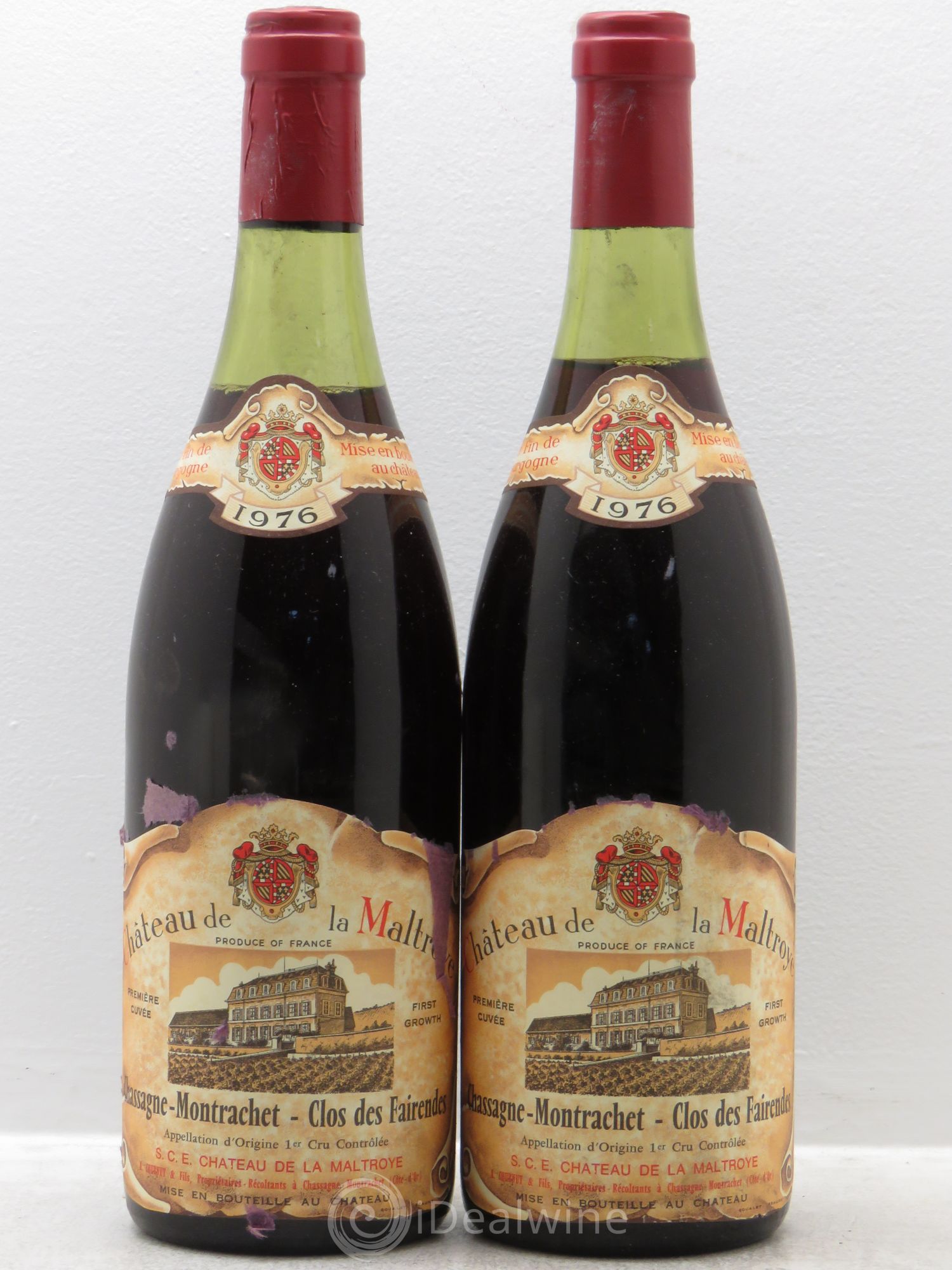 Chassagne-Montrachet 1er Cru Clos des Fairendes 1976 - Lotto di 2 bottiglie - 0
