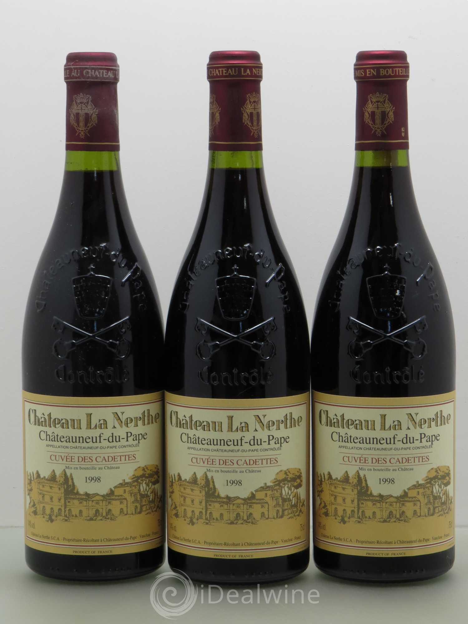 Châteauneuf-du-Pape Château La Nerthe Cuvée des Cadettes Famille Richard 1998 - Lot de 3 bouteilles - 0