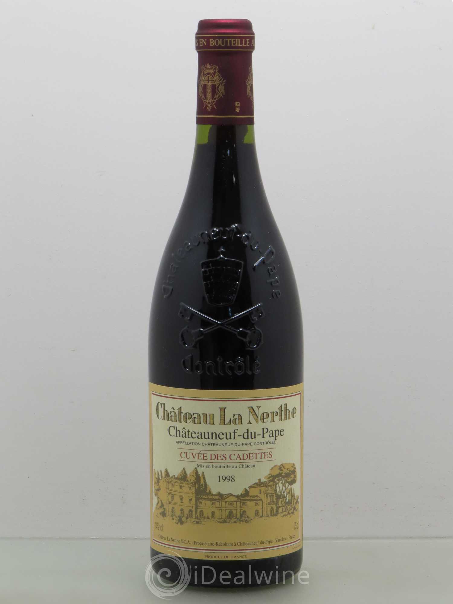 Châteauneuf-du-Pape Château La Nerthe Cuvée des Cadettes Famille Richard 1998 - Lot de 1 bouteille - 0