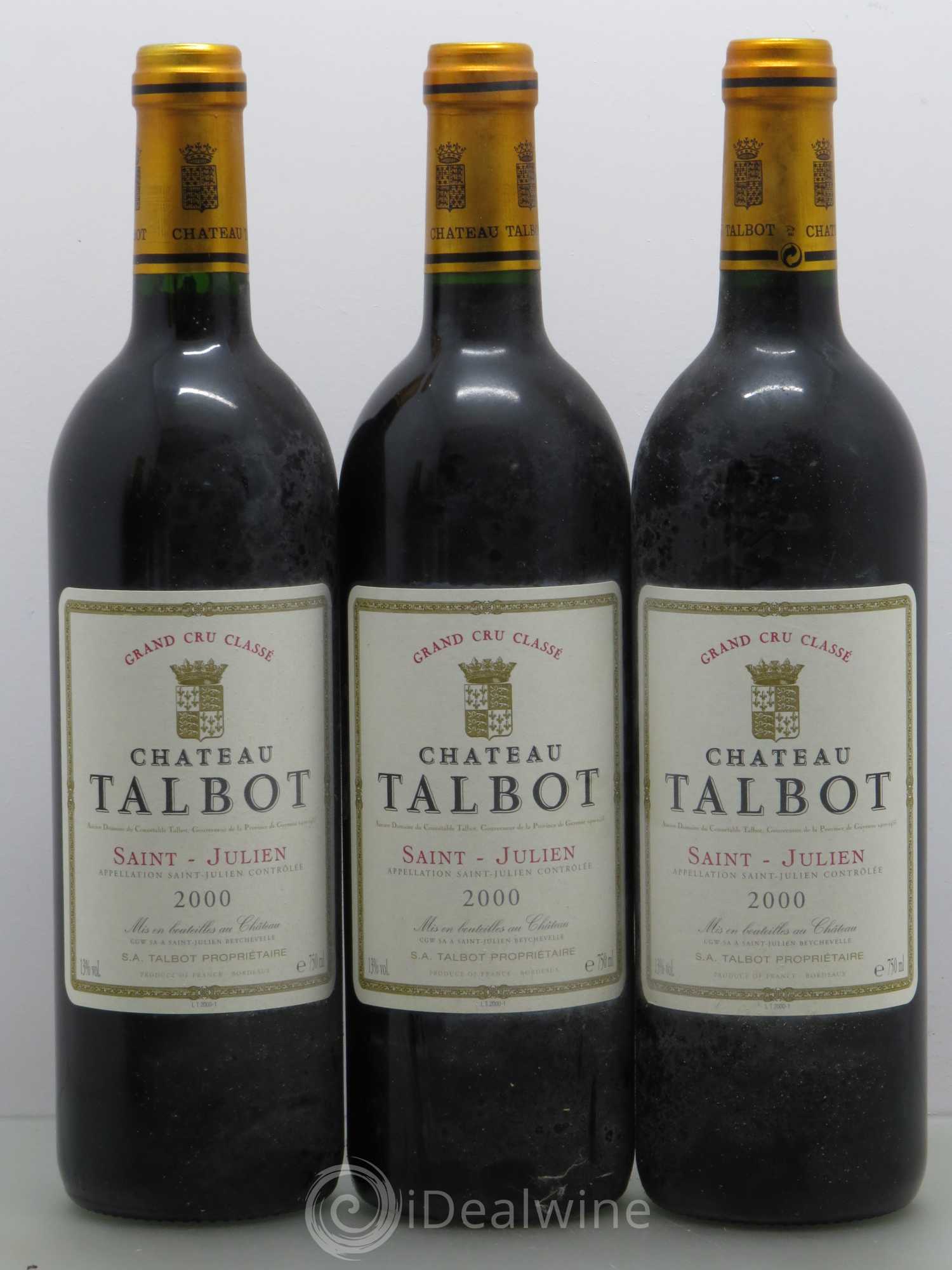 Château Talbot 4ème Grand Cru Classé 2000 - Lot de 6 bouteilles - 1