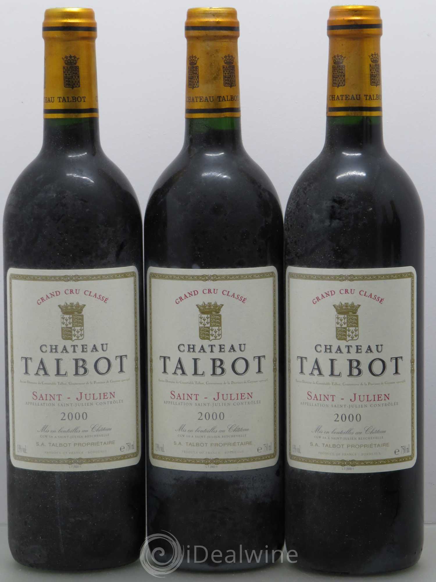 Château Talbot 4ème Grand Cru Classé 2000 - Lot de 5 bouteilles - 1