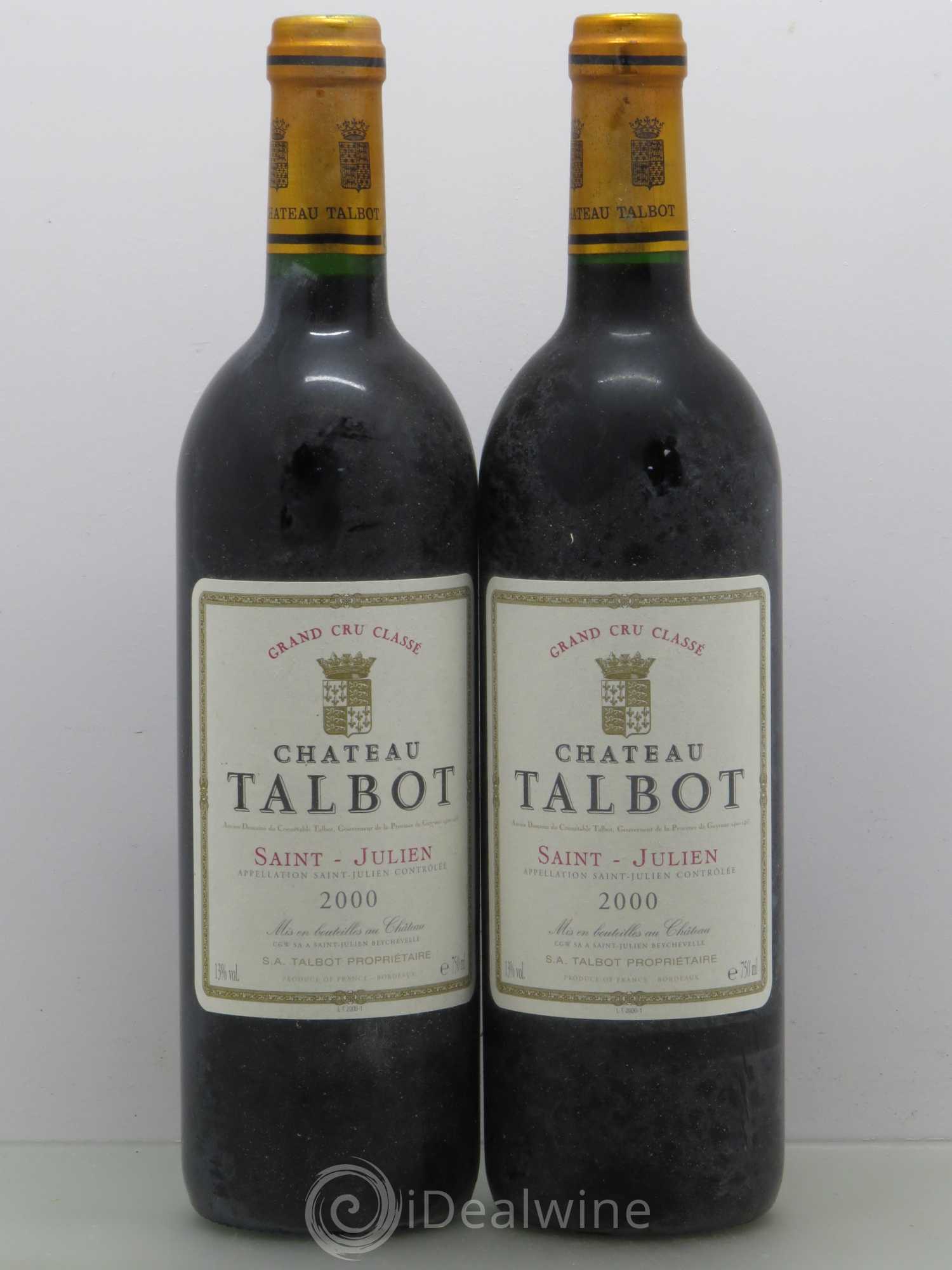 Château Talbot 4ème Grand Cru Classé 2000 - Lot de 5 bouteilles - 2