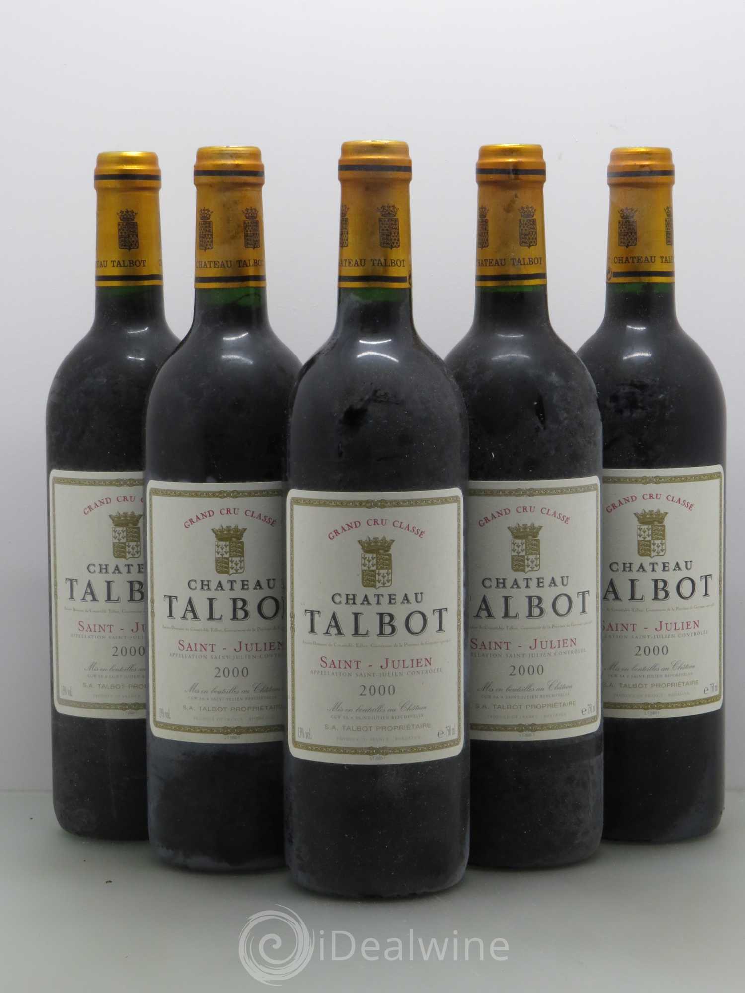 Château Talbot 4ème Grand Cru Classé 2000 - Lot de 5 bouteilles - 0