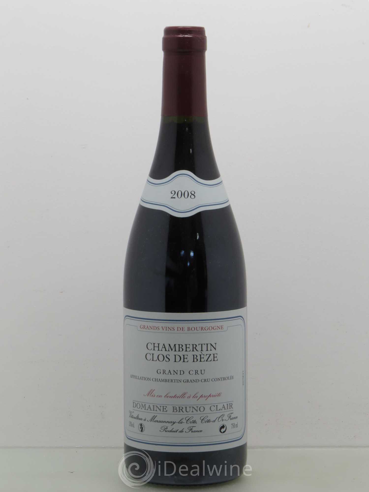 Chambertin Clos de Bèze Grand Cru Bruno Clair (Domaine) 2008 - Lot de 1 bouteille - 0