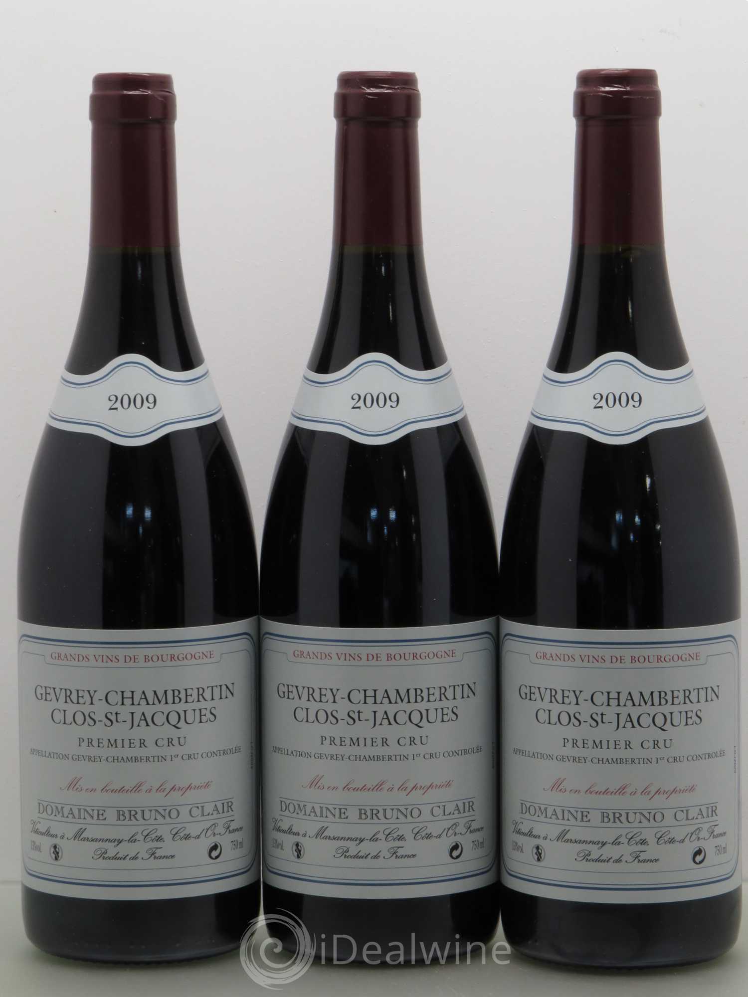 Gevrey-Chambertin 1er Cru Clos Saint-Jacques Bruno Clair (Domaine) 2009 - Lot de 3 bouteilles - 0