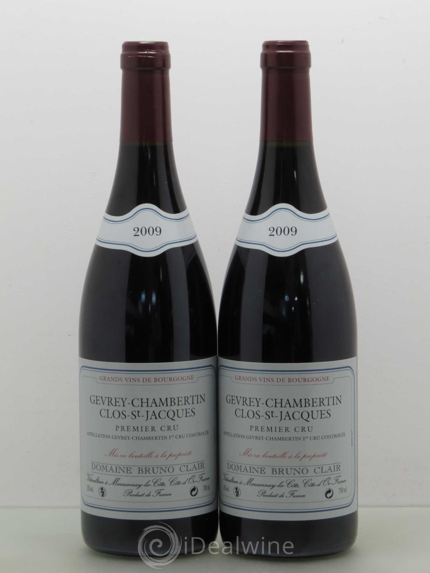 Gevrey-Chambertin 1er Cru Clos Saint-Jacques Bruno Clair (Domaine) 2009 - Lot de 2 bouteilles - 0