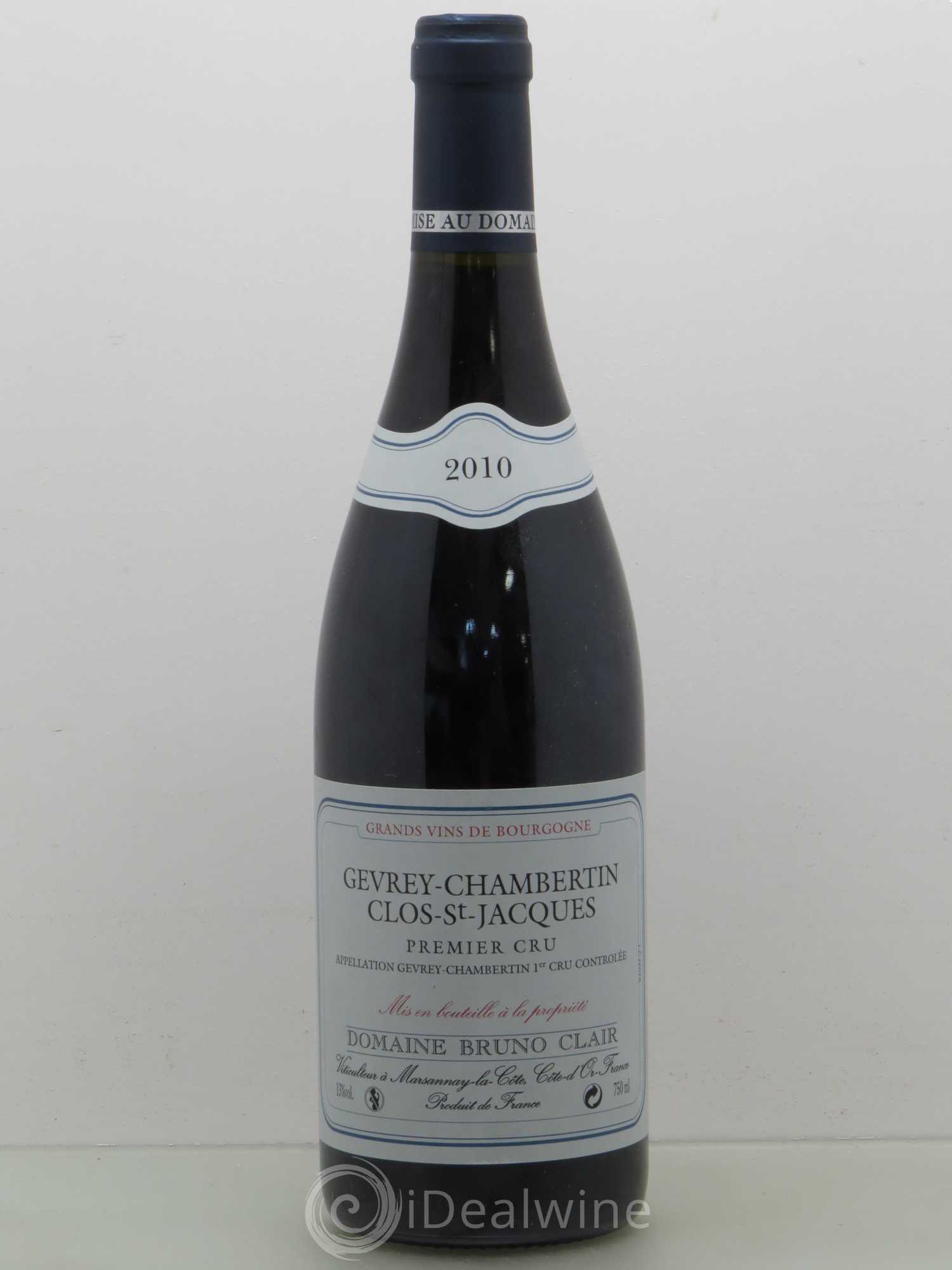 Gevrey-Chambertin 1er Cru Clos Saint-Jacques Bruno Clair (Domaine) 2010 - Lot de 1 bouteille - 0