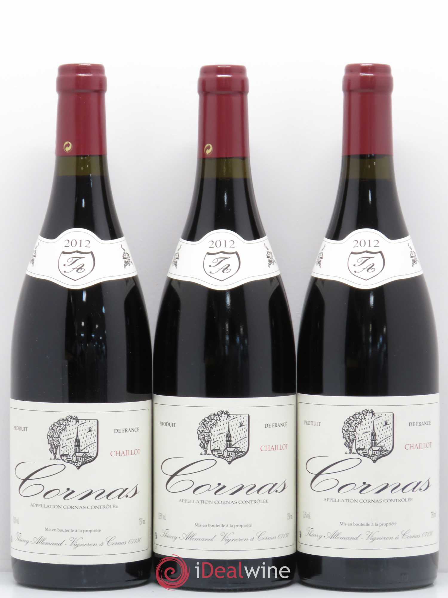 Cornas Chaillot Thierry Allemand 2012 - Lot de 3 bouteilles - 0