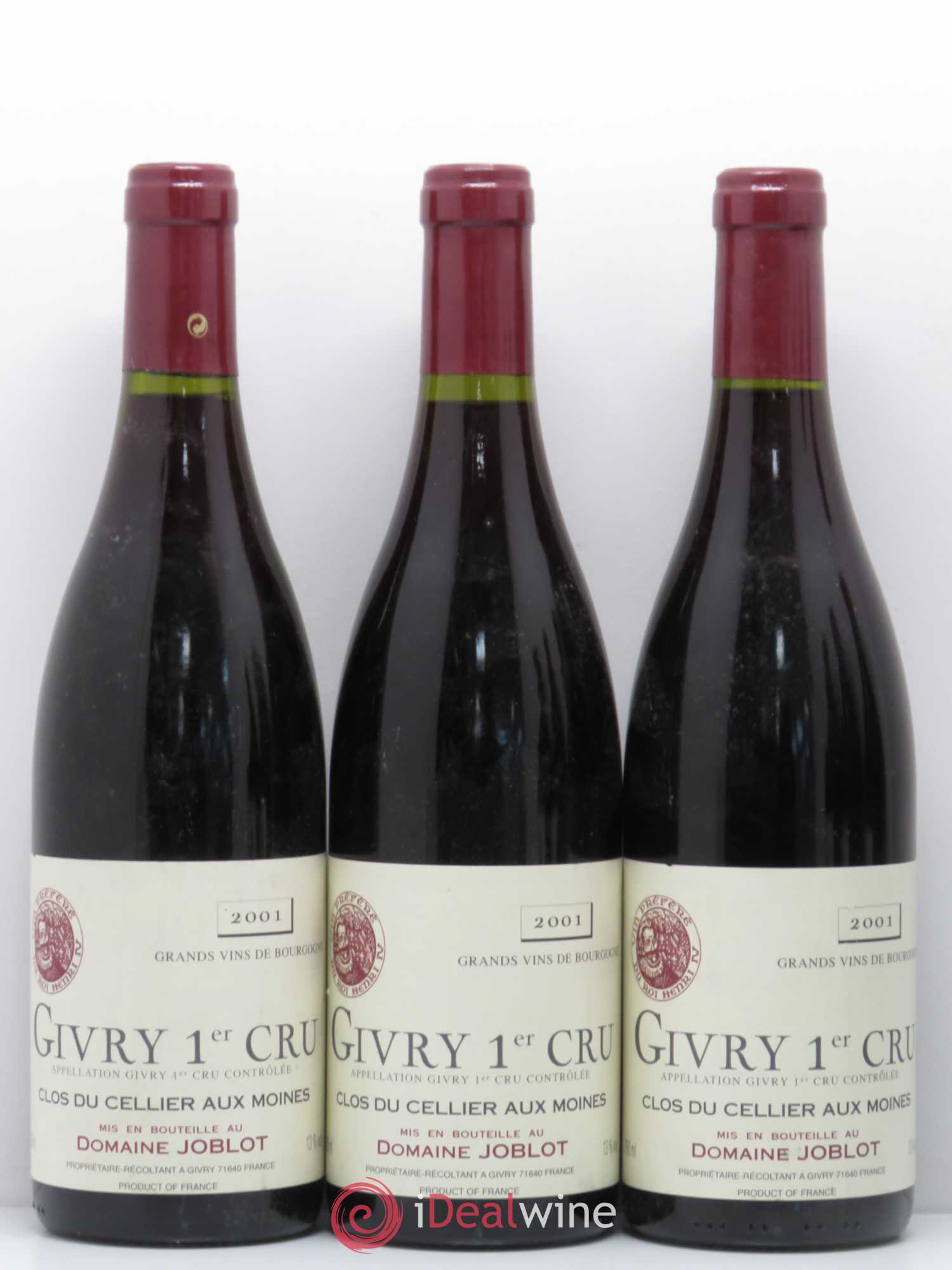 Givry 1er Cru Clos du Cellier aux Moines Joblot (Domaine) 2001 - Lot de 6 bouteilles - 1
