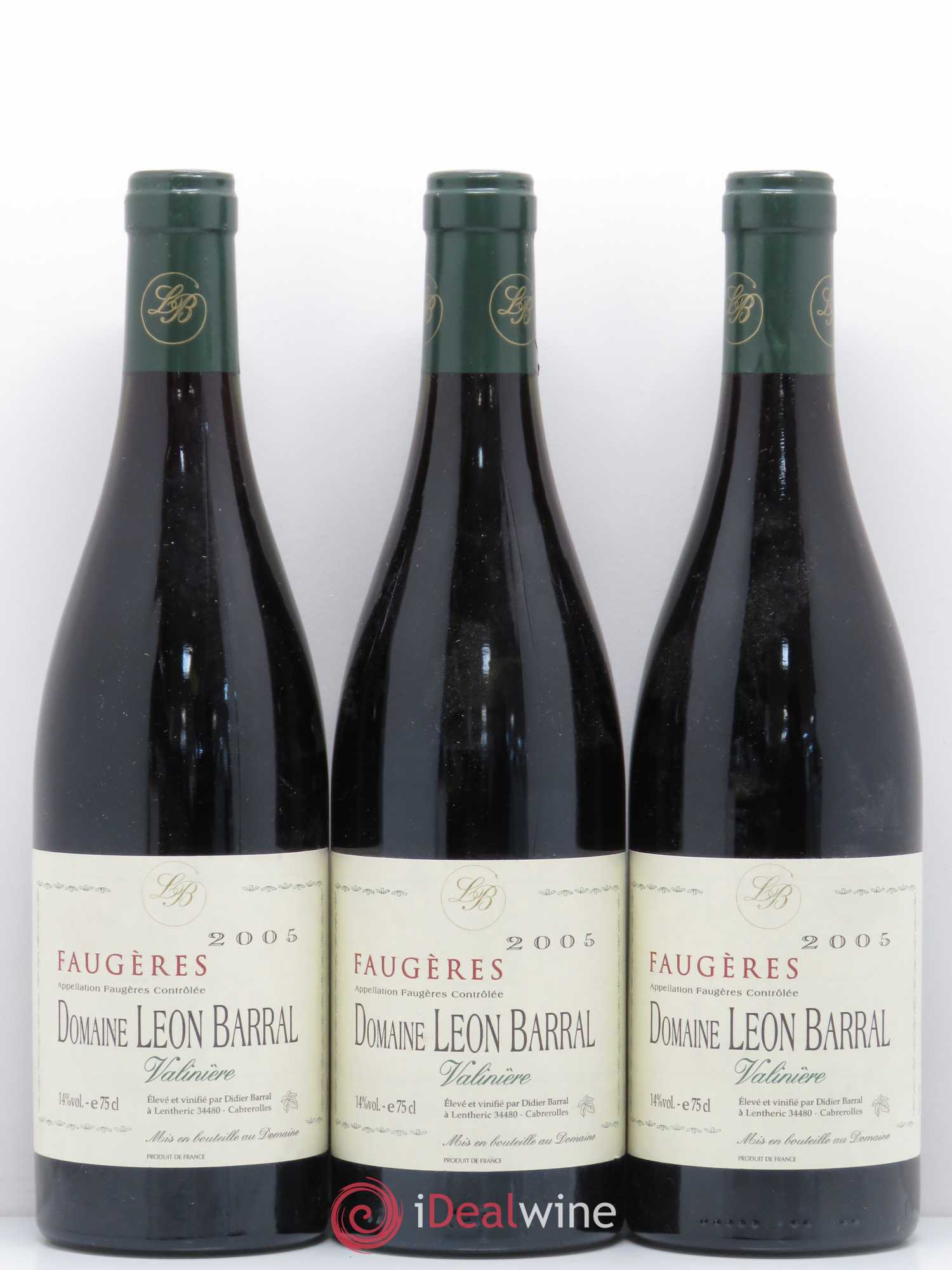 Faugères Valinière Domaine Léon Barral 2005 - Lot de 3 bouteilles - 0