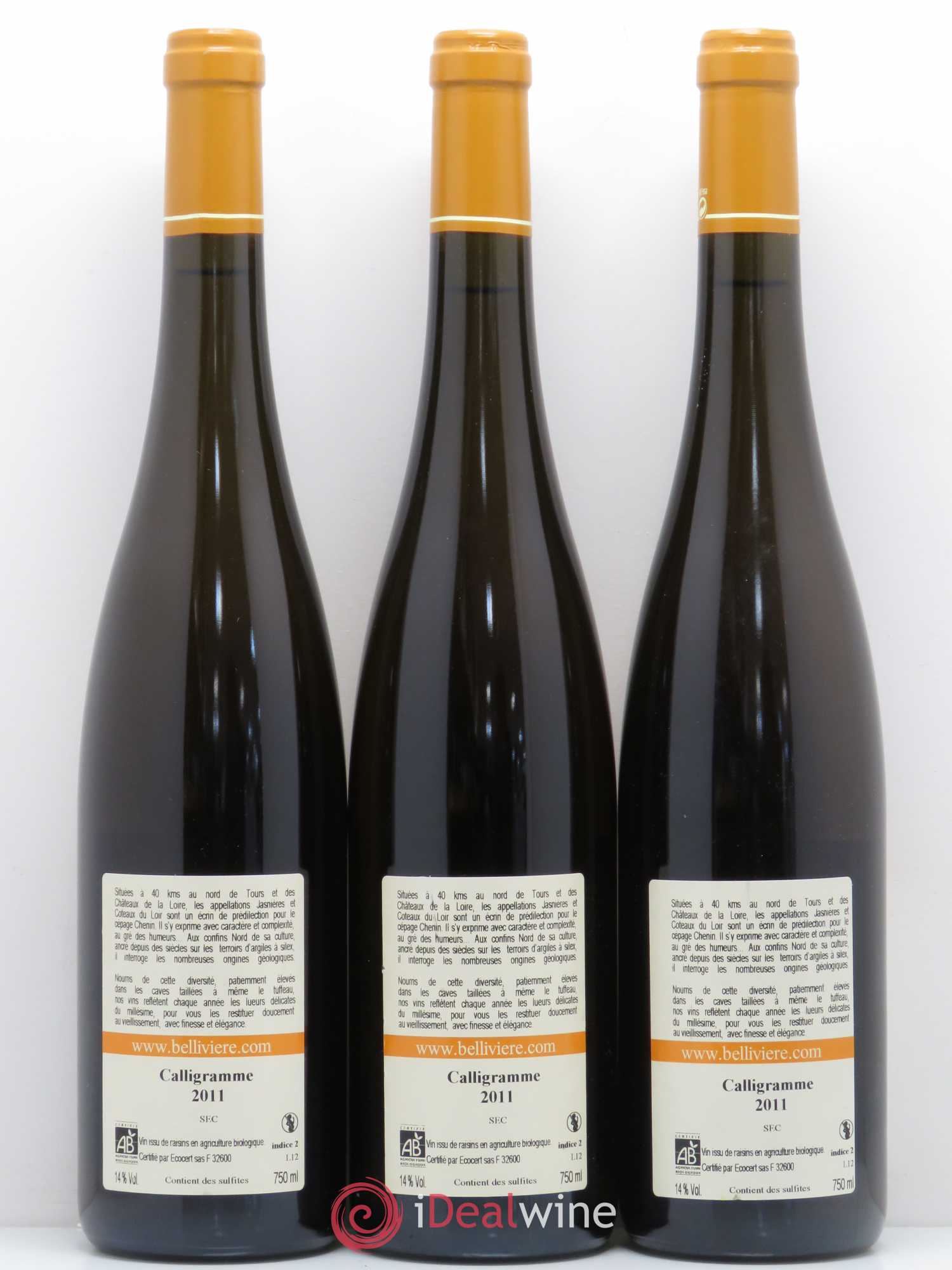 Jasnières Calligramme Domaine de Bellivière 2011 - Posten von 3 Flaschen - 1