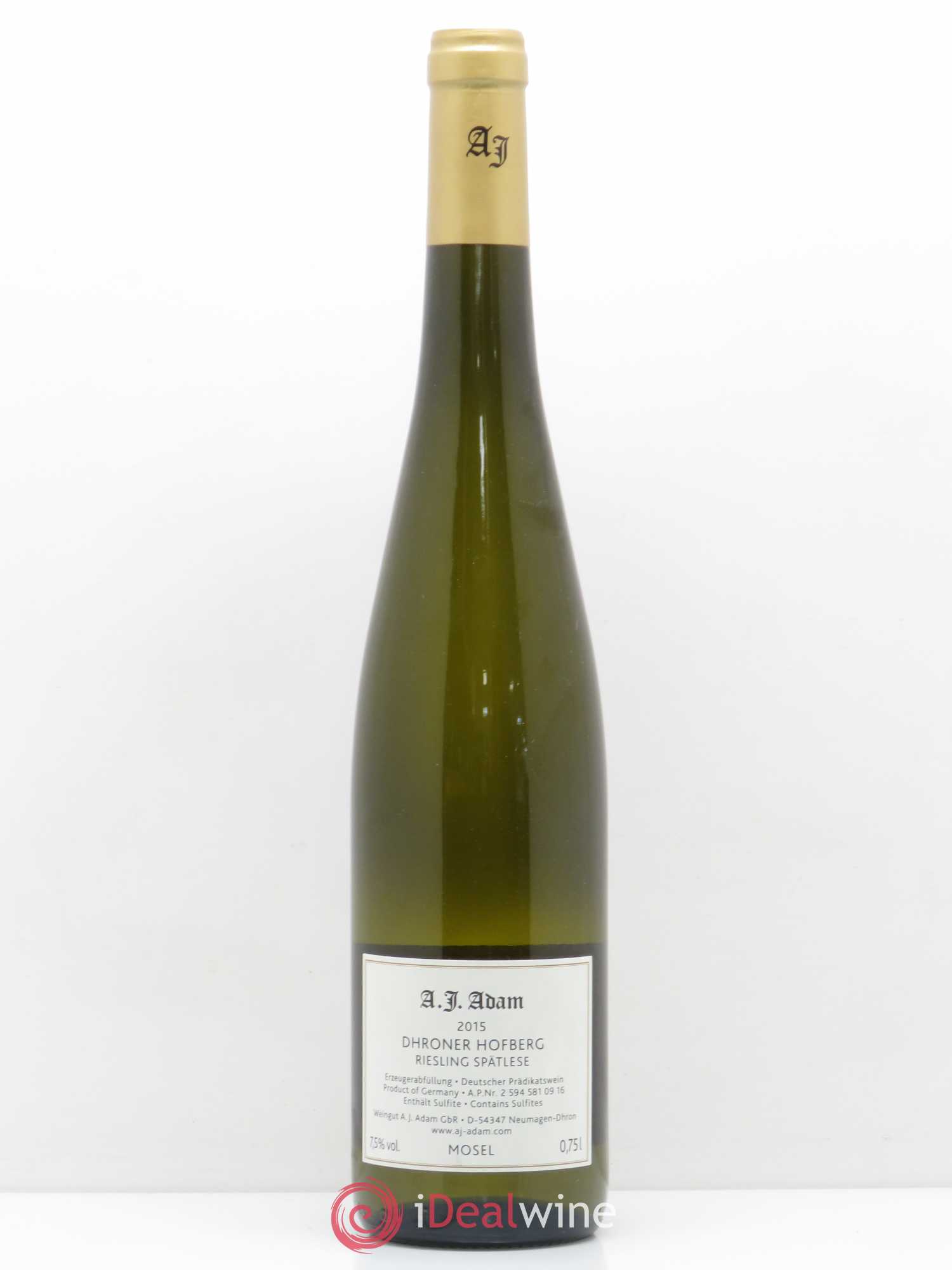 Riesling Dhroner Hofberg Spatlese AJ Adam 2015 - Posten von 1 Flasche - 1