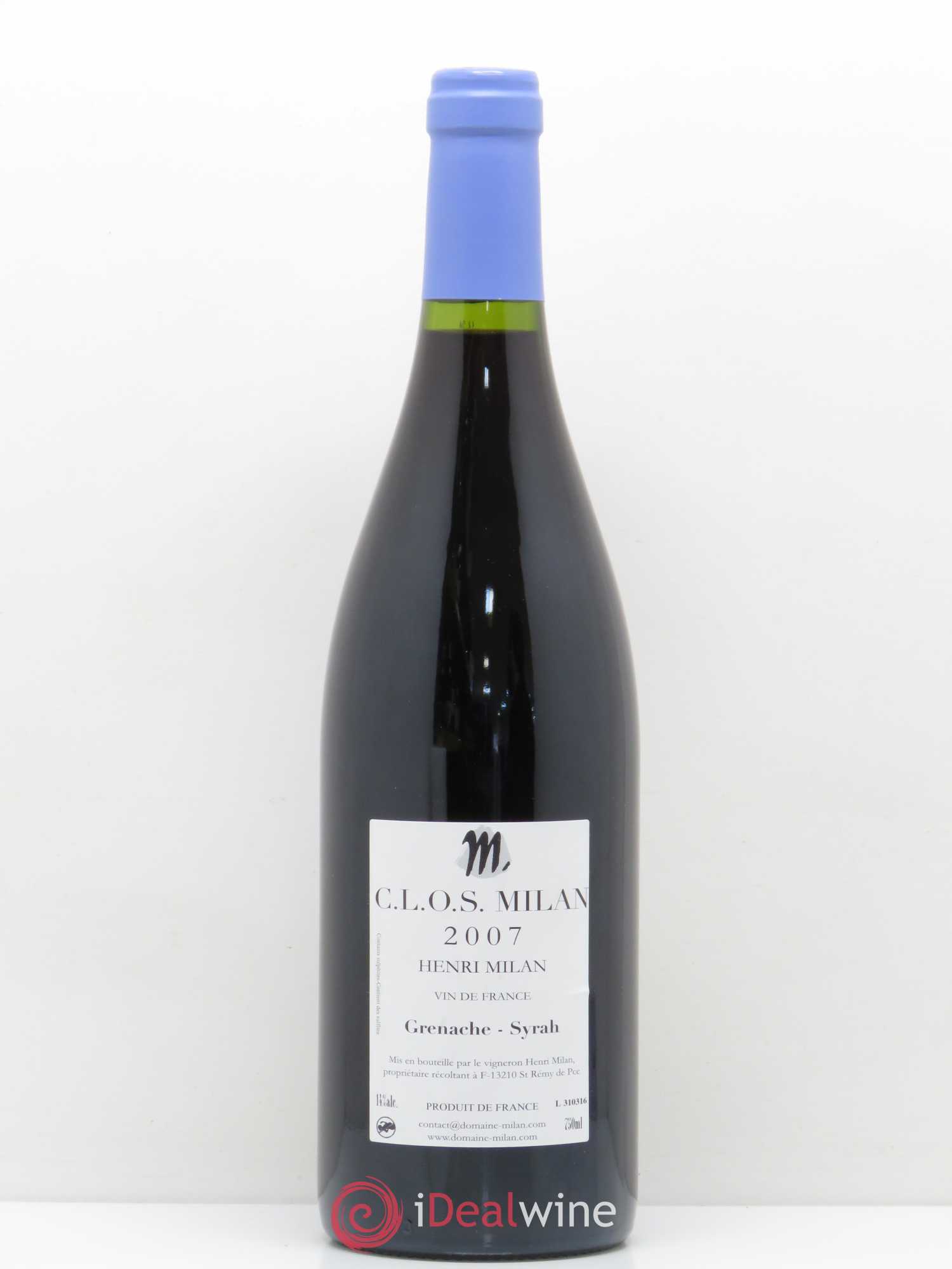 Vin de France Clos Milan Henri Milan 2007 - Lot de 1 bouteille - 1
