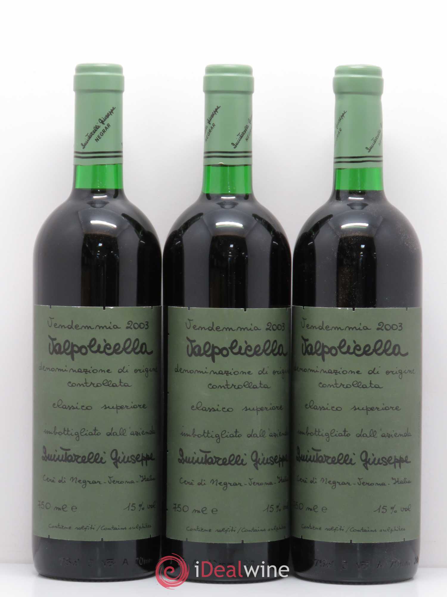 Valpolicella Classico DOC Superiore Vendemmia Luiurarelli Giuseppe 2003 - Posten von 3 Flaschen - 0