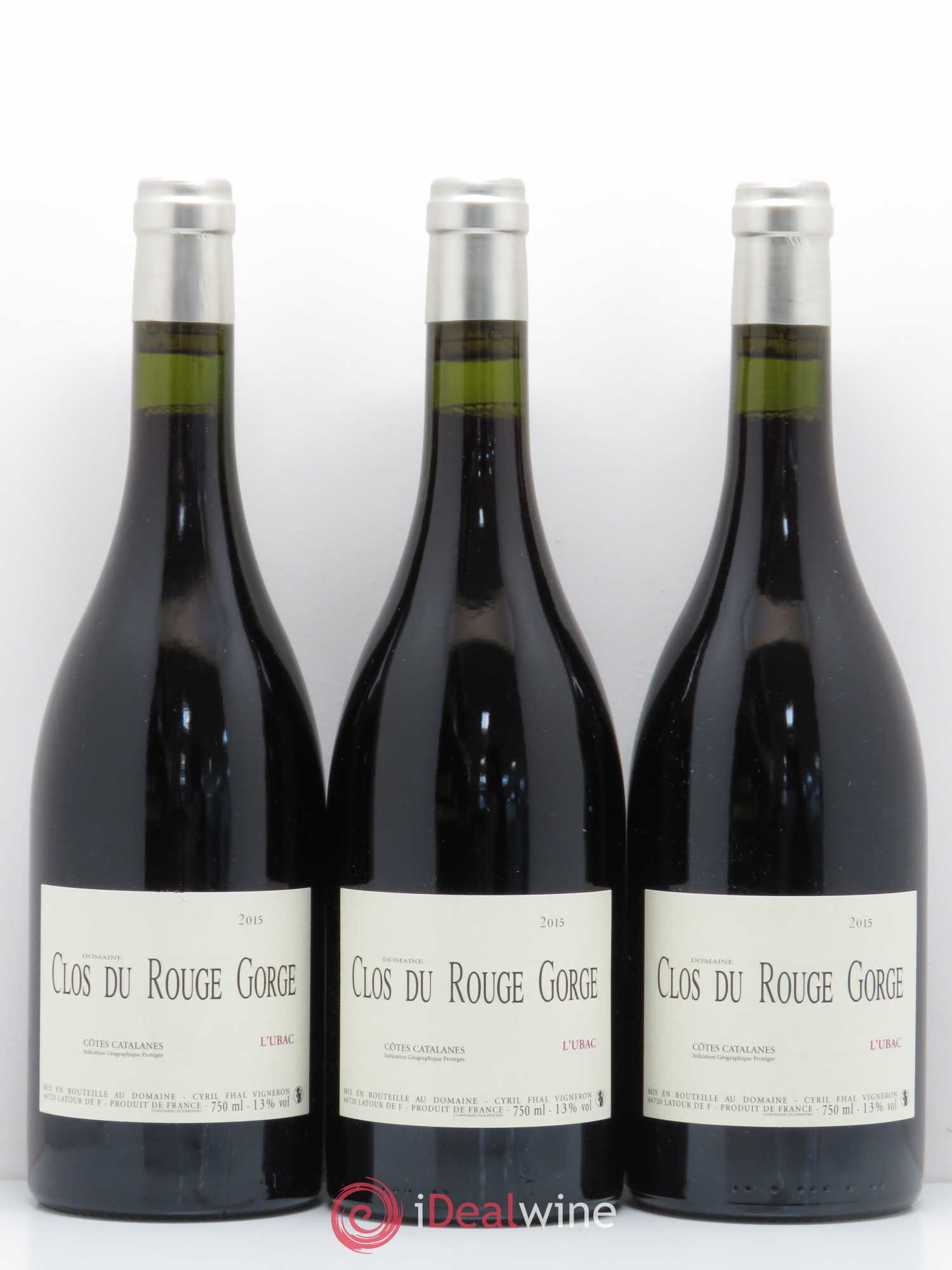 Côtes Catalanes Clos du Rouge Gorge L'Ubac Cyril Fhal 2015 - Lot de 3 bouteilles - 0
