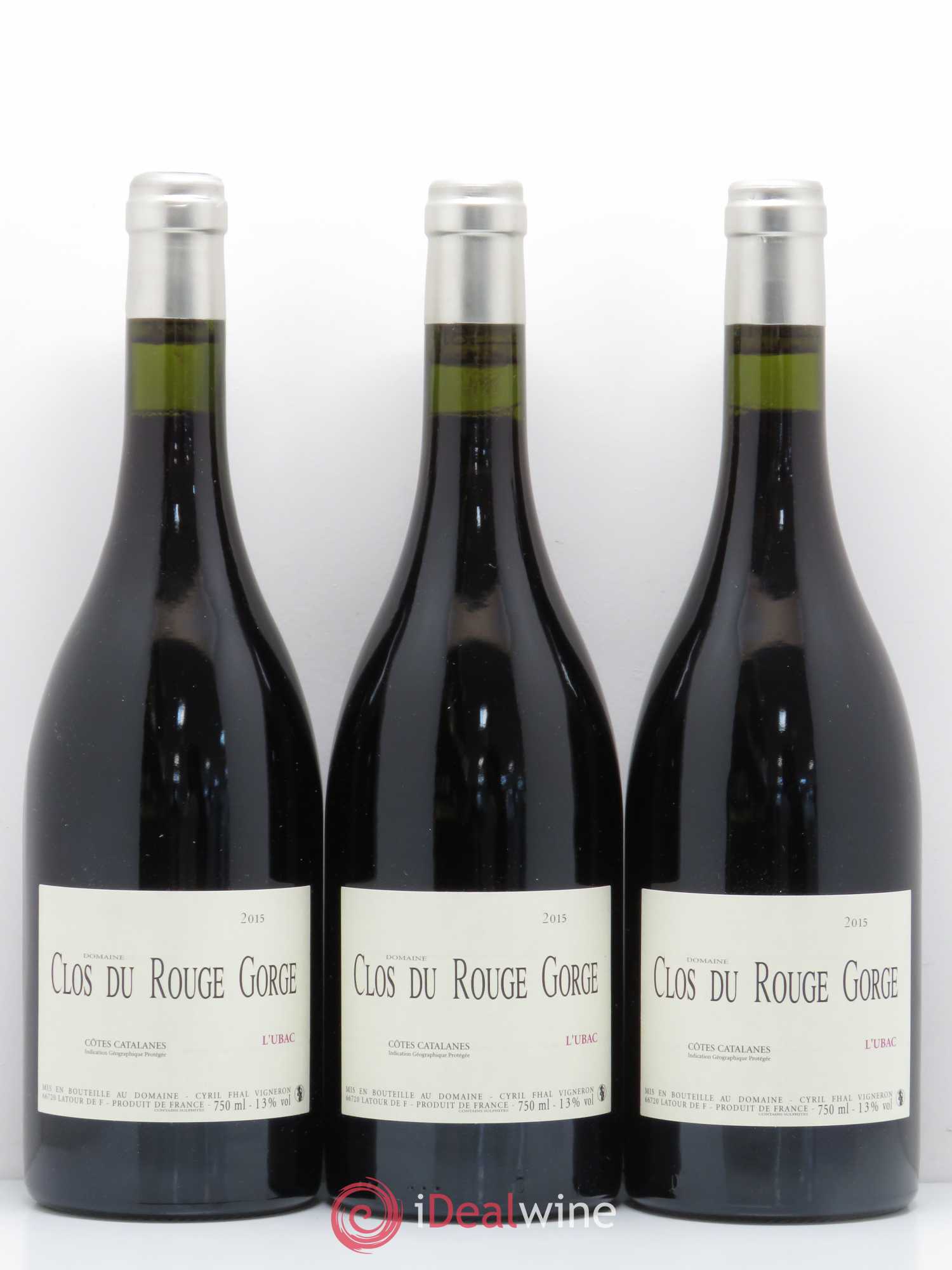 Côtes Catalanes Clos du Rouge Gorge L'Ubac Cyril Fhal 2015 - Lot de 3 bouteilles - 0