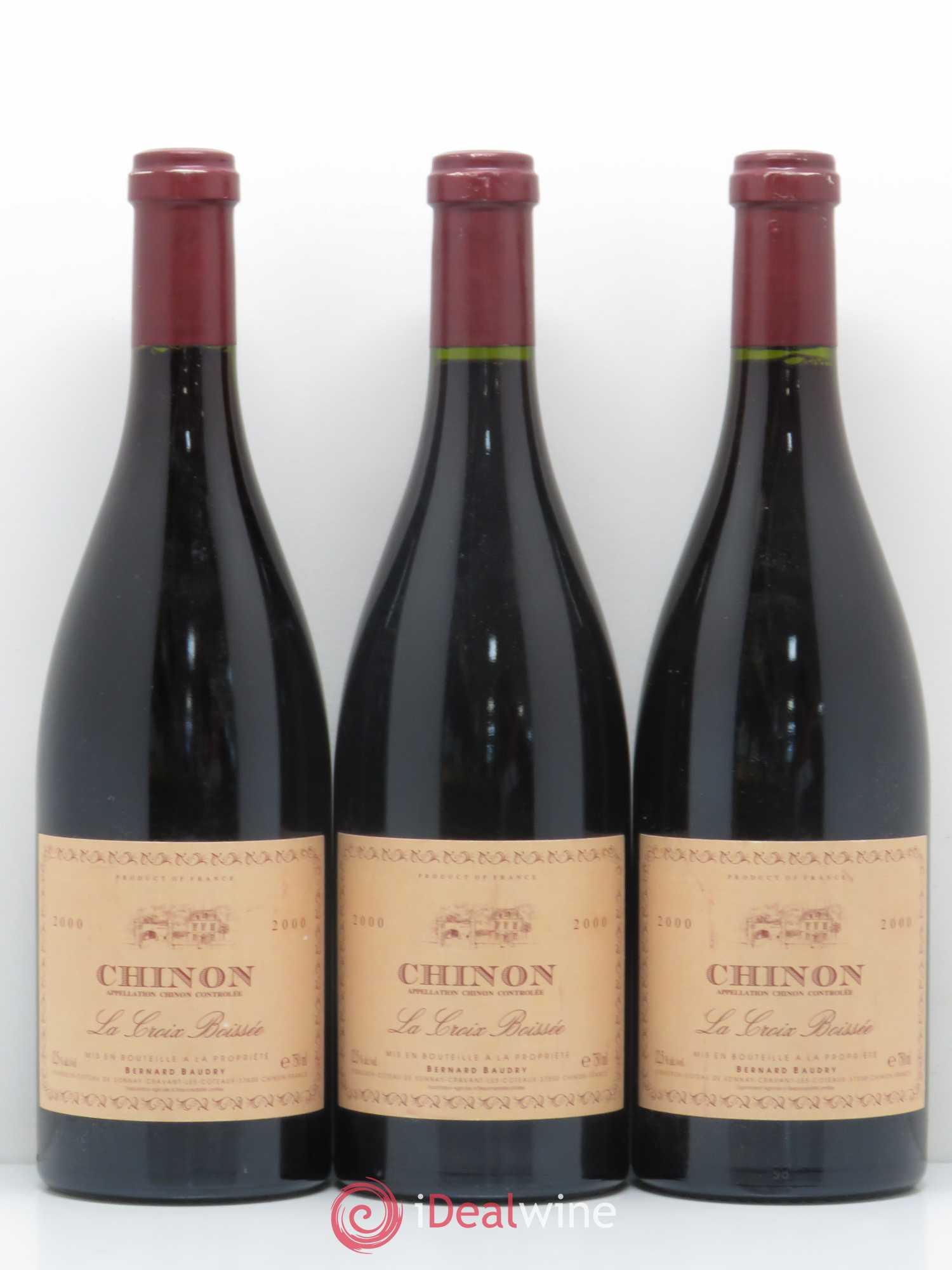 Chinon La Croix Boissée Bernard Baudry 2000 - Lot de 3 bouteilles - 0