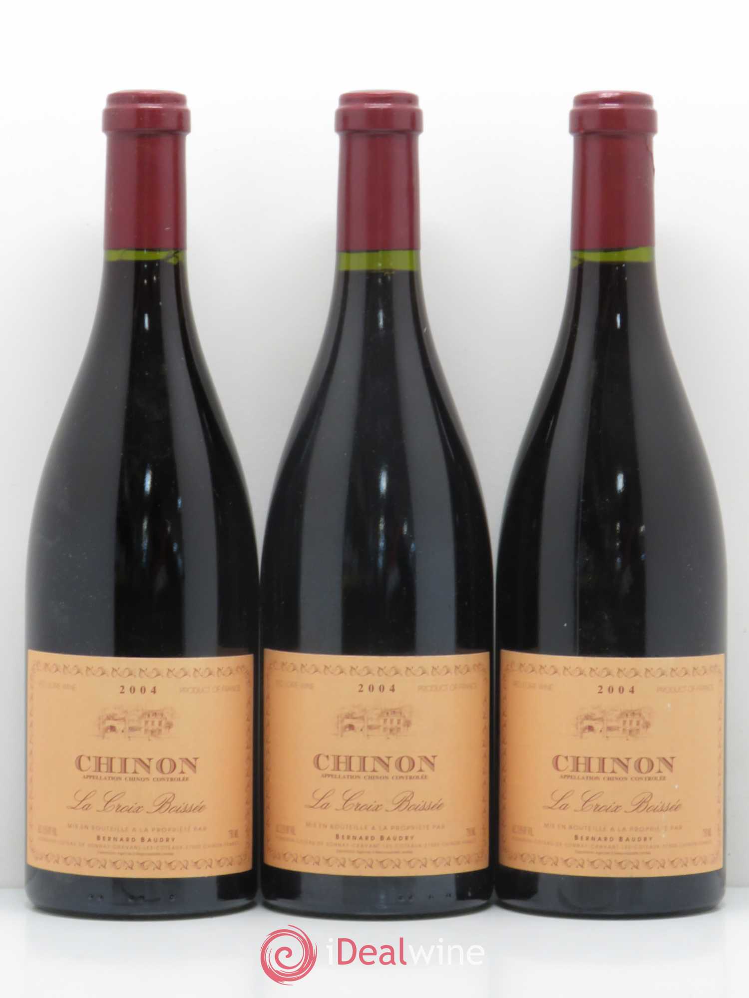 Chinon La Croix Boissée Bernard Baudry 2004 - Lot de 3 bouteilles - 0