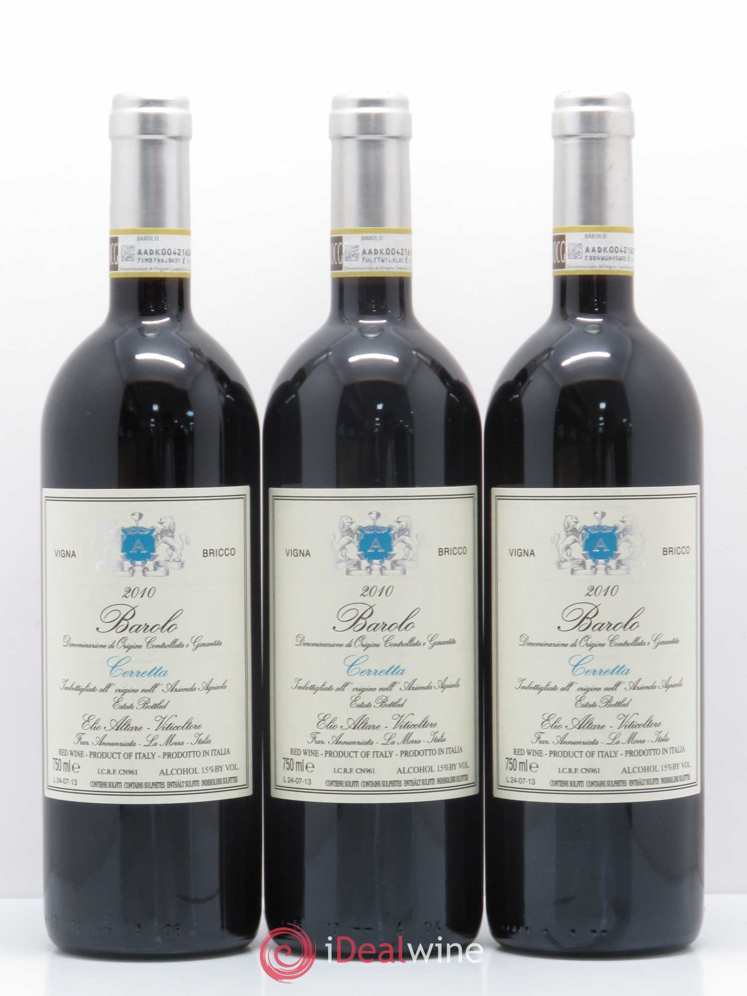 Barolo Cerretta Altare Vigna Bricco 2010 - Posten von 3 Flaschen - 0