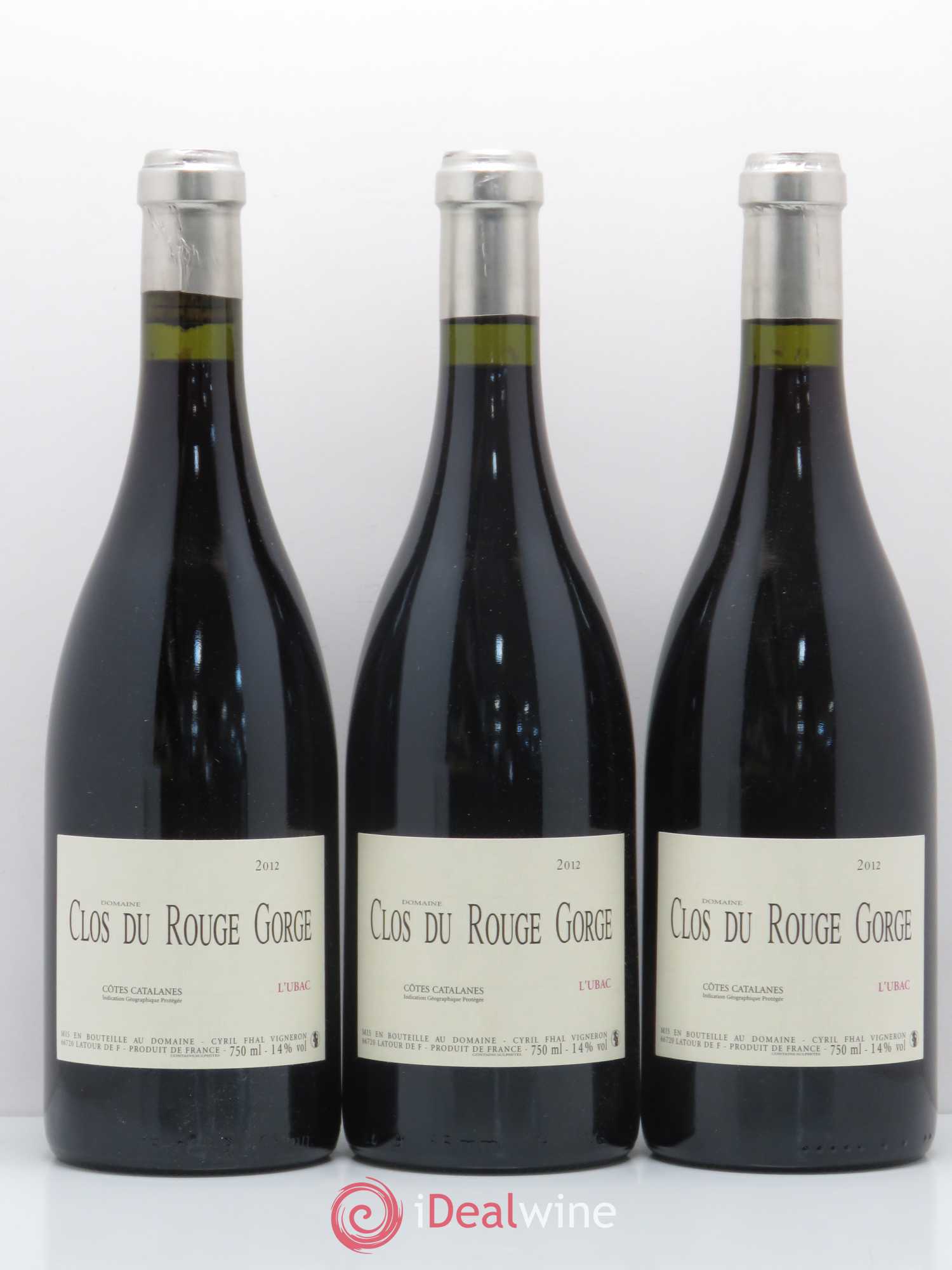 Côtes Catalanes Clos du Rouge Gorge L'Ubac Cyril Fhal 2012 - Lot de 3 bouteilles - 0