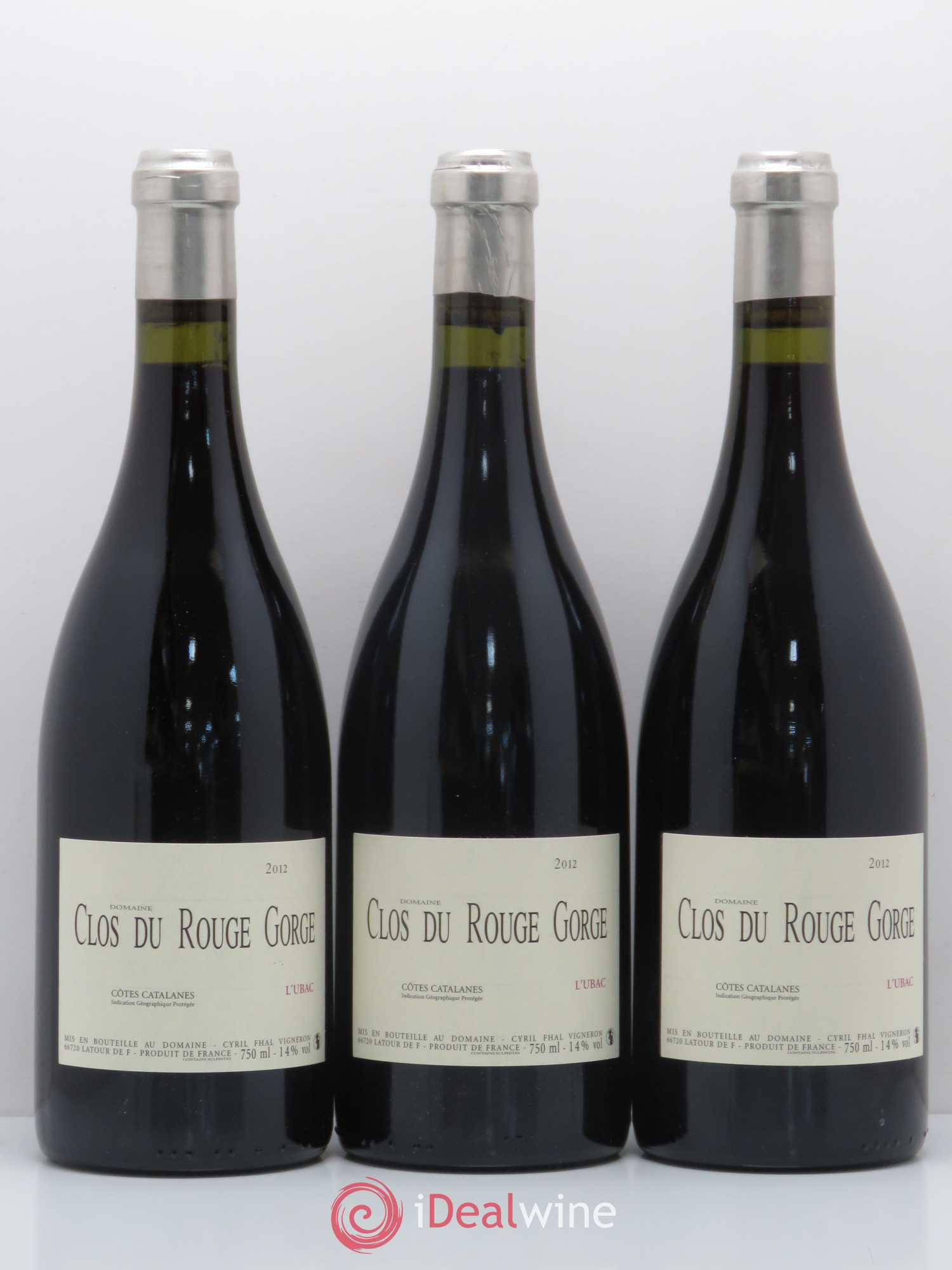 Côtes Catalanes Clos du Rouge Gorge L'Ubac Cyril Fhal 2012 - Lot de 3 bouteilles - 0