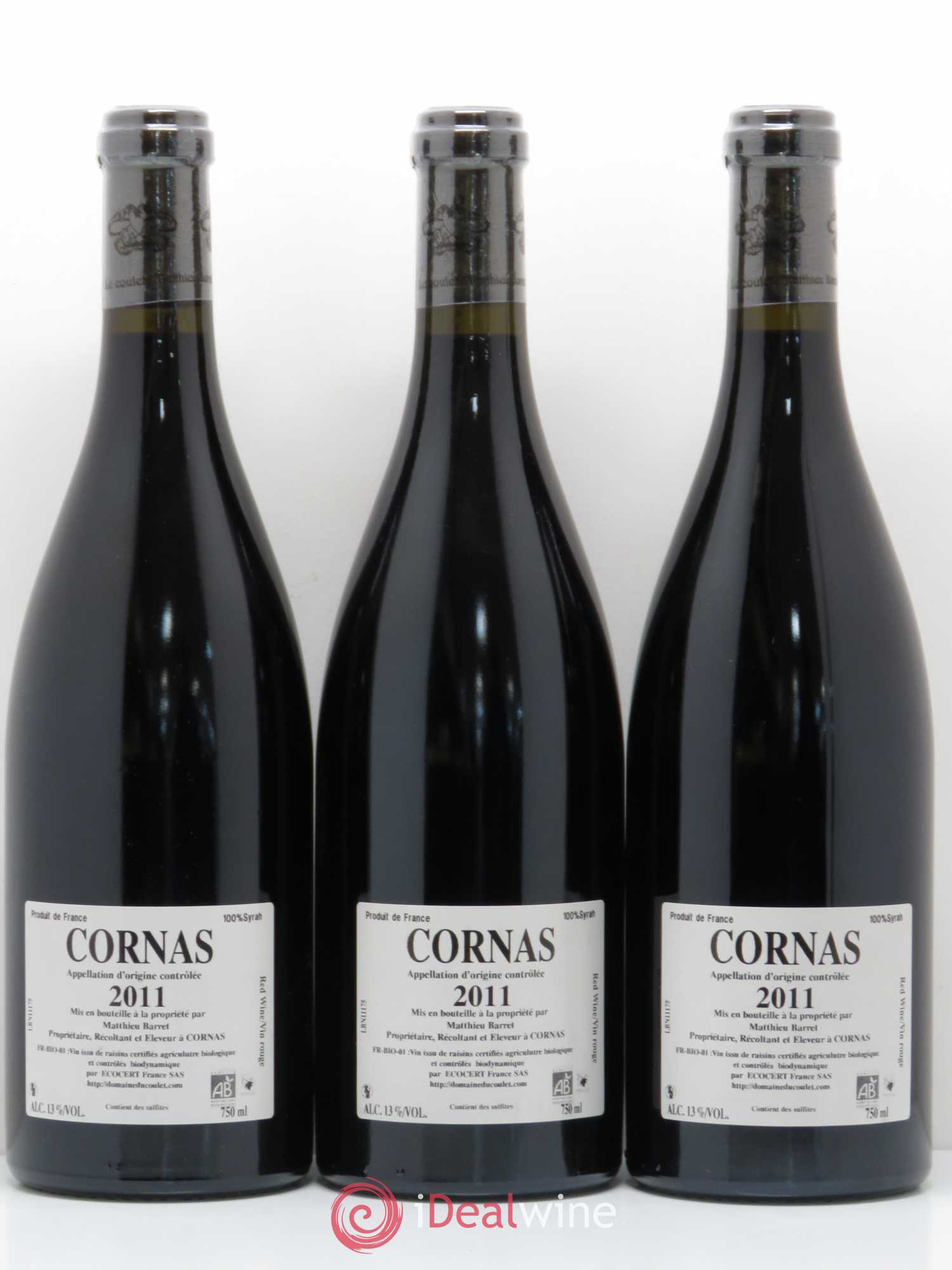 Cornas Billes Noires Coulet (Domaine du) - Matthieu Barret 2011 - Lot de 3 bouteilles - 1
