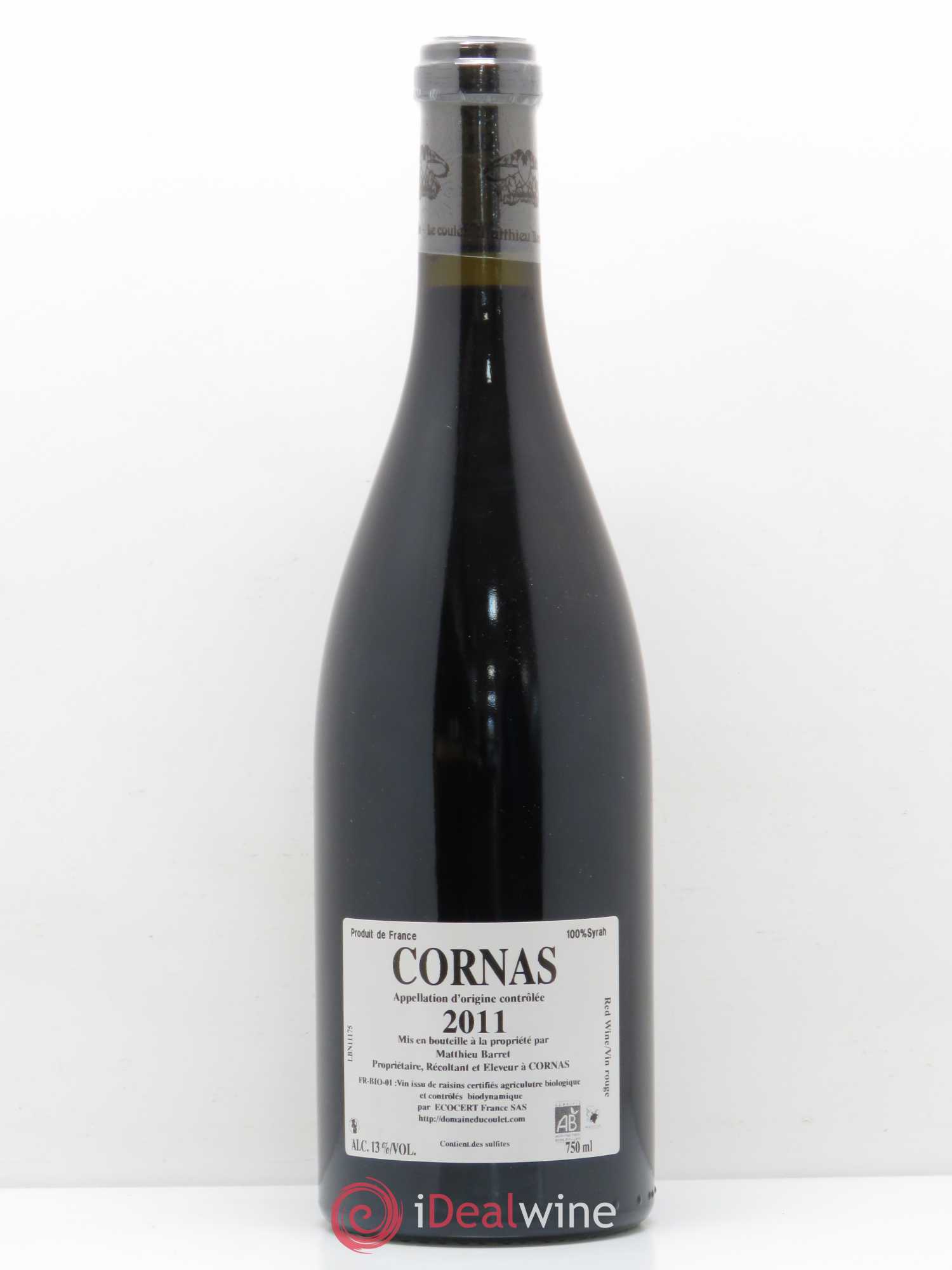 Cornas Billes Noires Coulet (Domaine du) - Matthieu Barret 2011 - Lot de 1 bouteille - 1