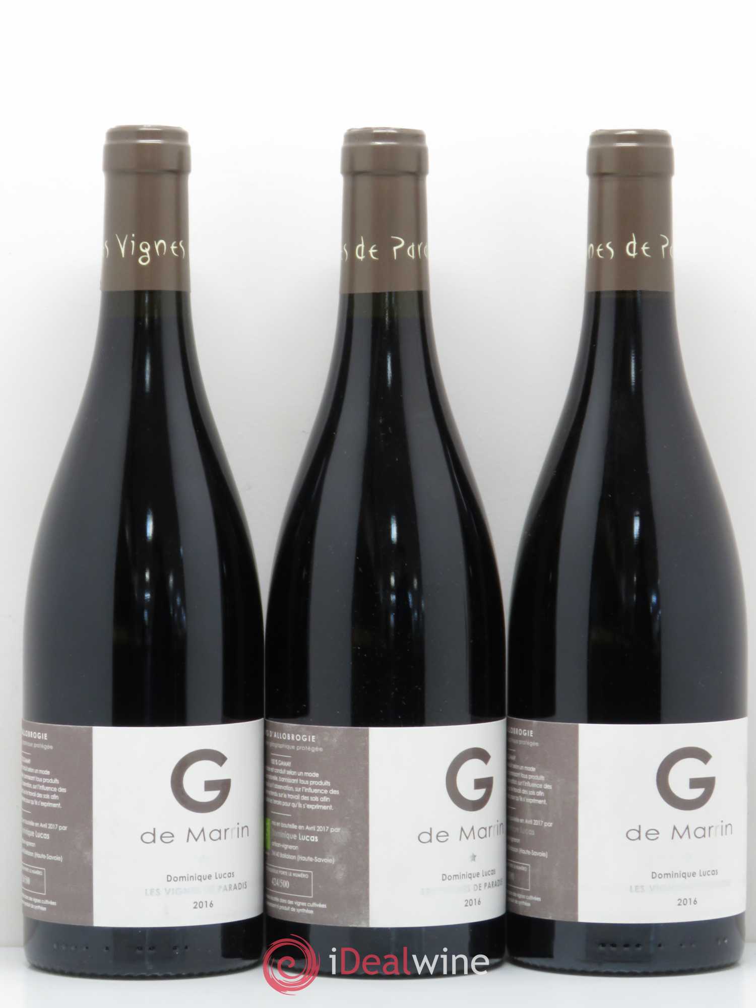 Divers IGP d'Allobrogie G de Marin Vignes du Paradis Dominique Lucas 2016 - Posten von 6 Flaschen - 2