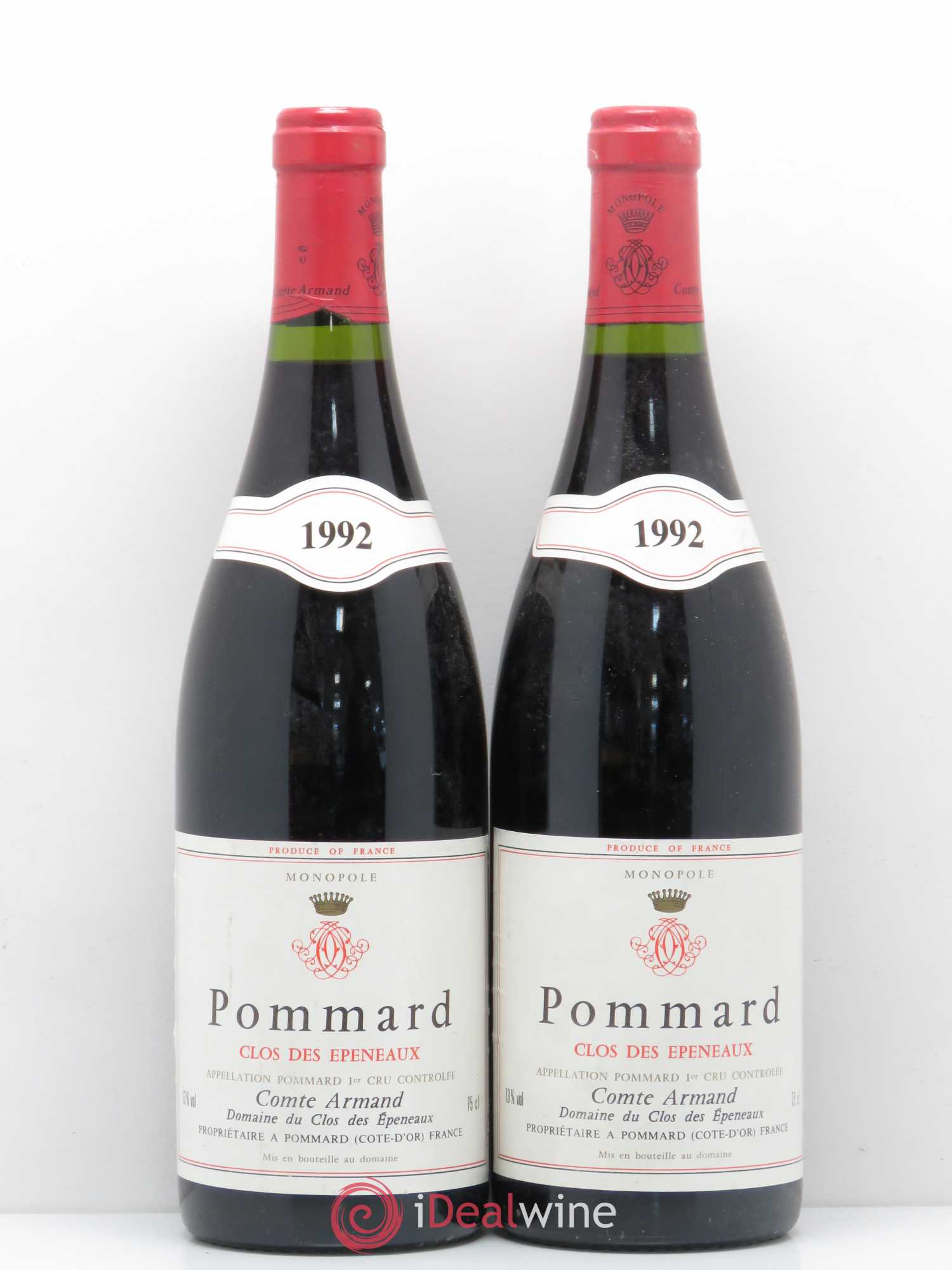 Pommard 1er Cru Clos des Epeneaux Comte Armand 1992 - Lot de 2 bouteilles - 0