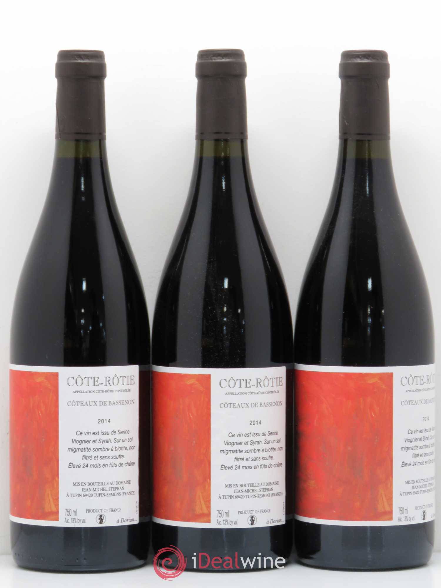 Côte-Rôtie Coteaux de Bassenon Jean-Michel Stephan 2014 - Lot de 3 bouteilles - 0
