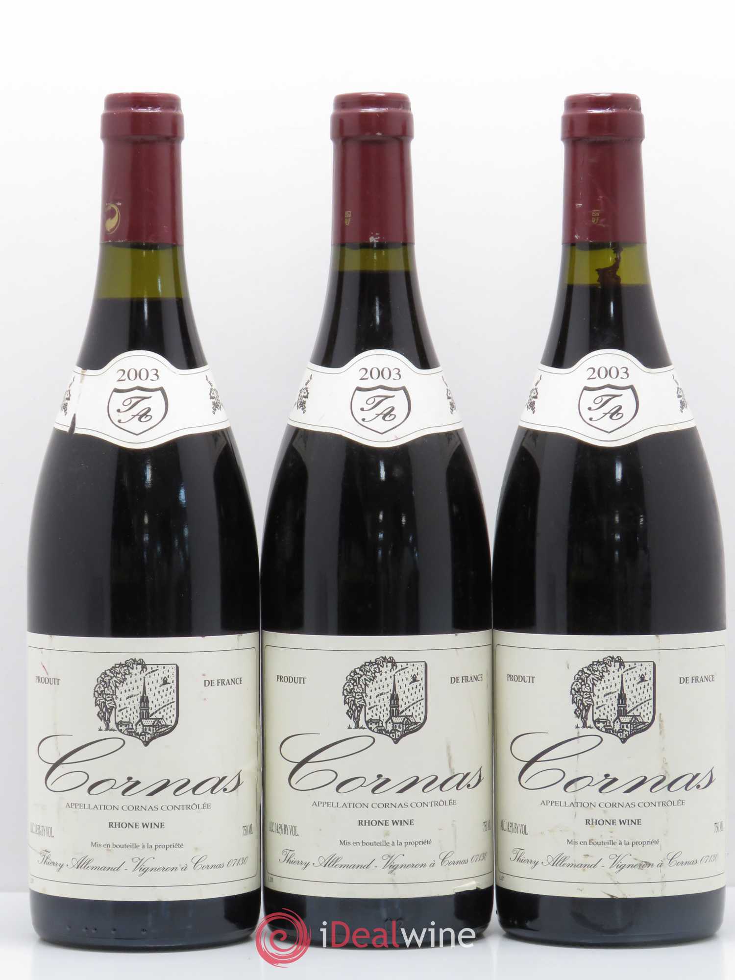 Cornas Thierry Allemand 2003 - Lot de 3 bouteilles - 0