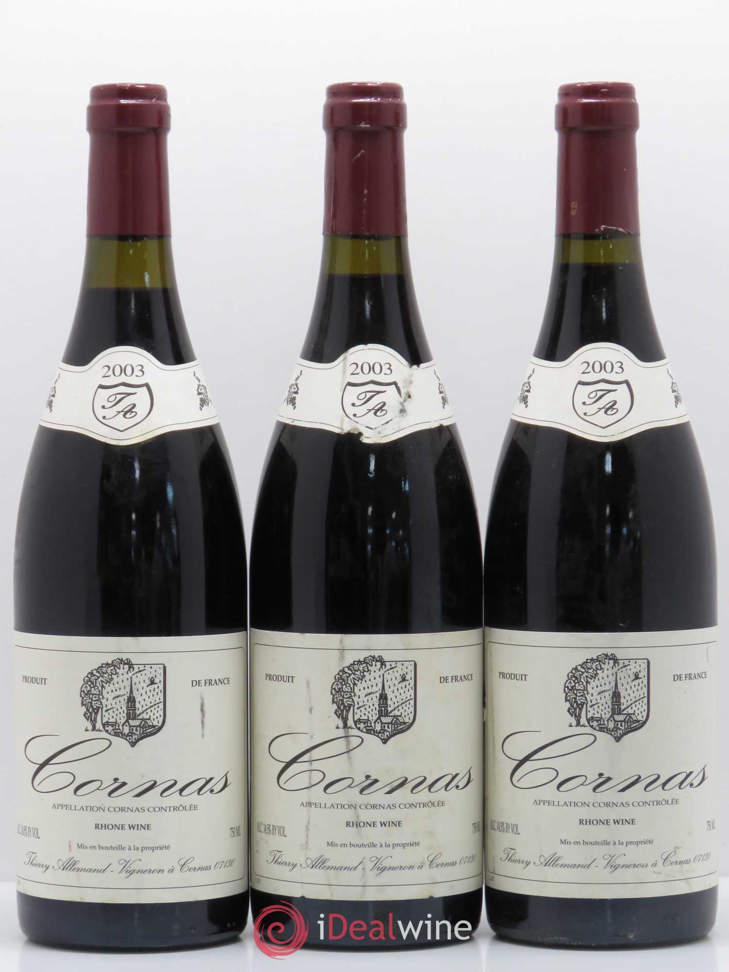 Cornas Thierry Allemand 2003 - Lot de 3 bouteilles - 0