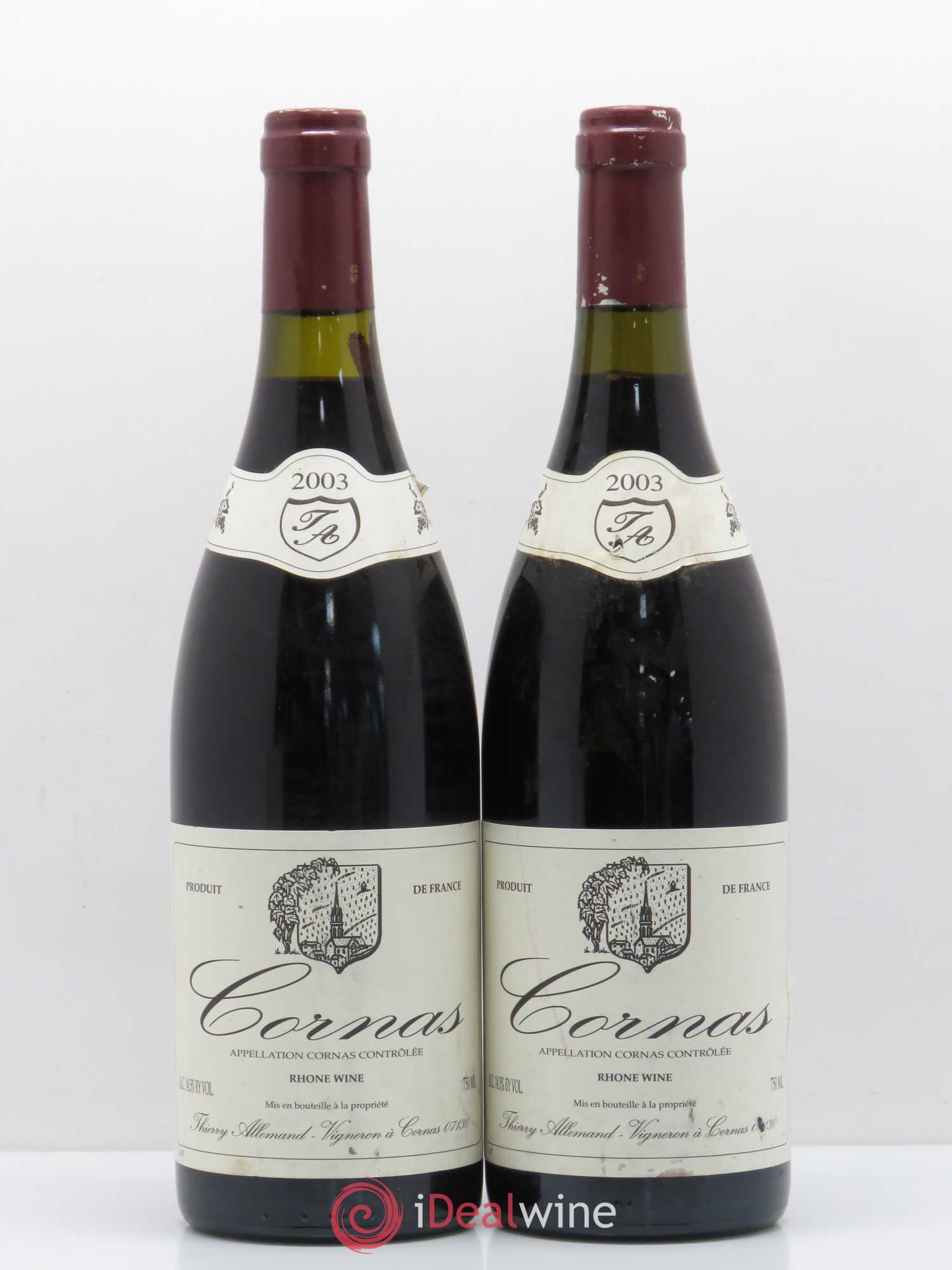 Cornas Thierry Allemand 2003 - Lot de 2 bouteilles - 0