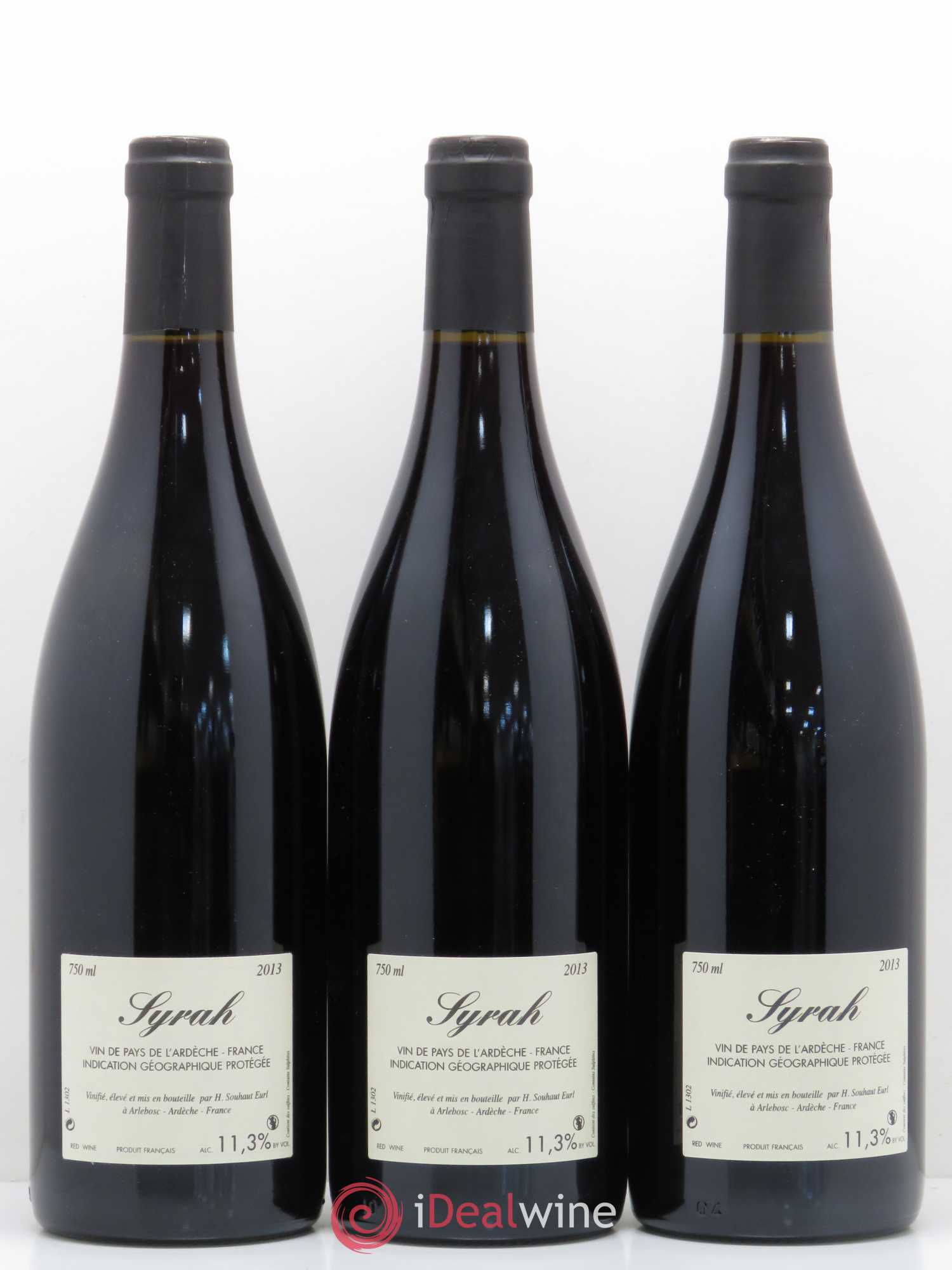 Rhône Vin de pays de l'Ardeche Syrah Hervé Souhaut 2013 - Posten von 3 Flaschen - 1