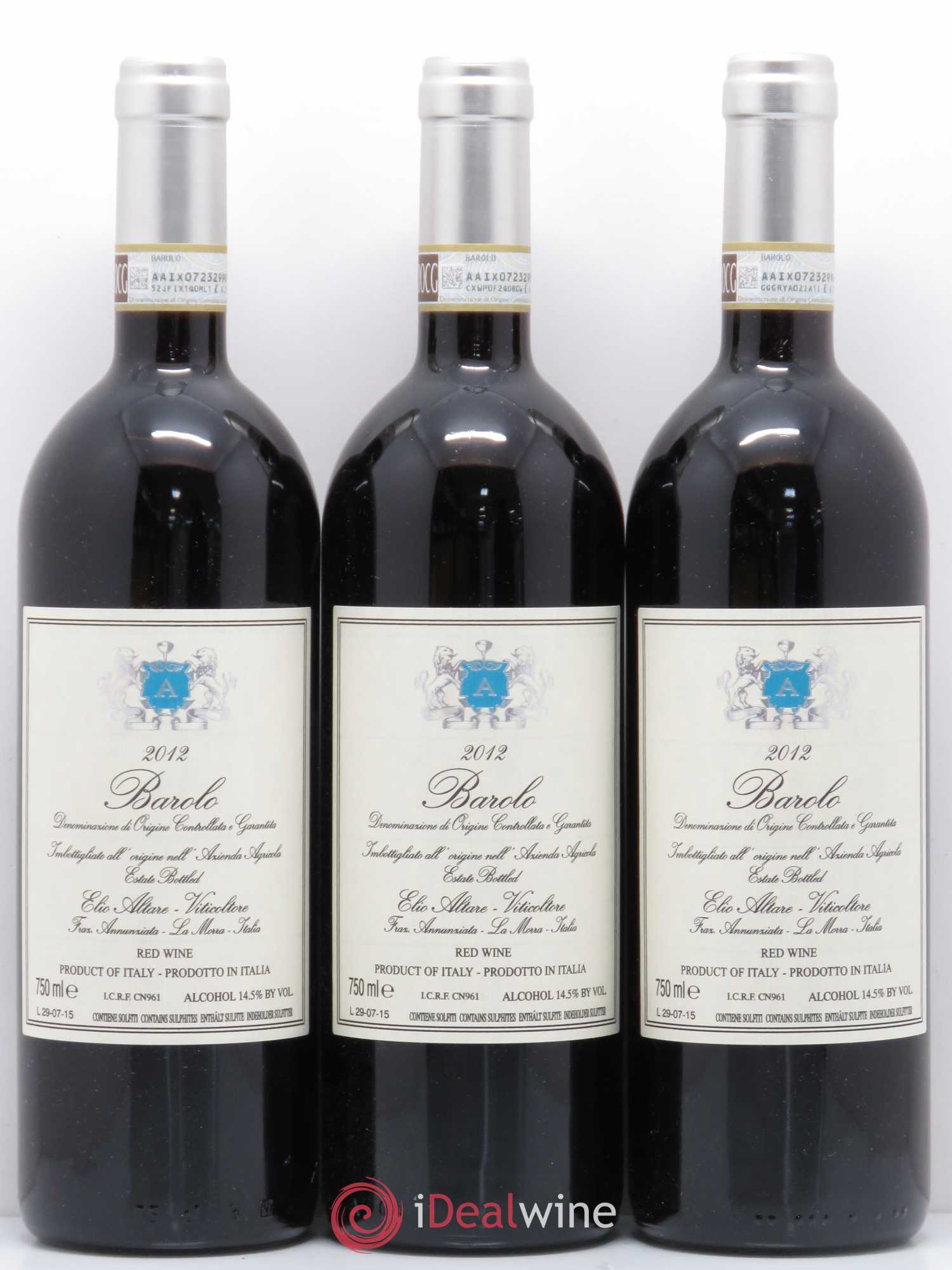 Barolo DOCG Elio Altare 2012 - Lot de 3 bouteilles - 0