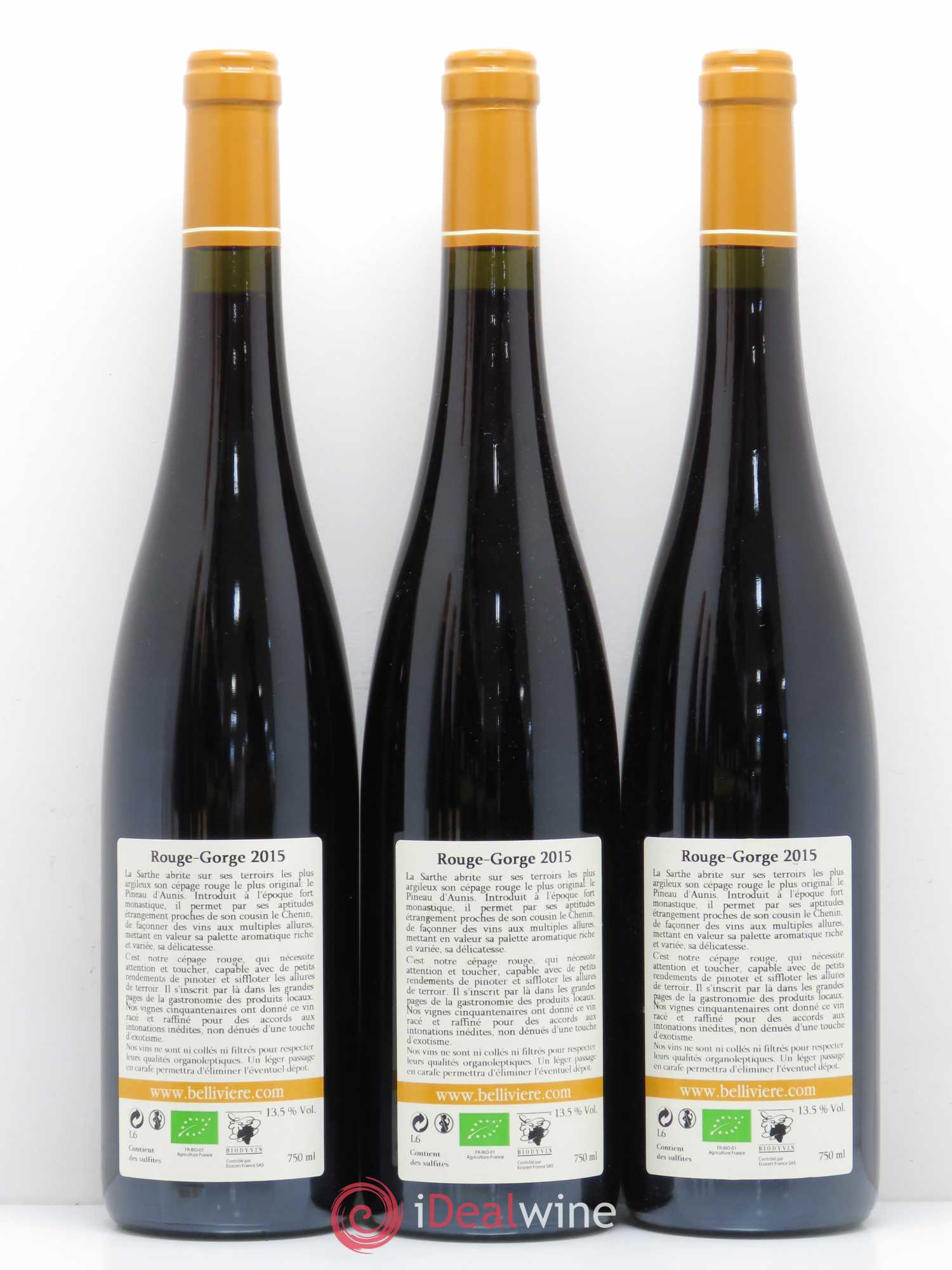 Coteaux du Loir Le Rouge Gorge Domaine de Bellivière 2015 - Lot de 6 bouteilles - 2