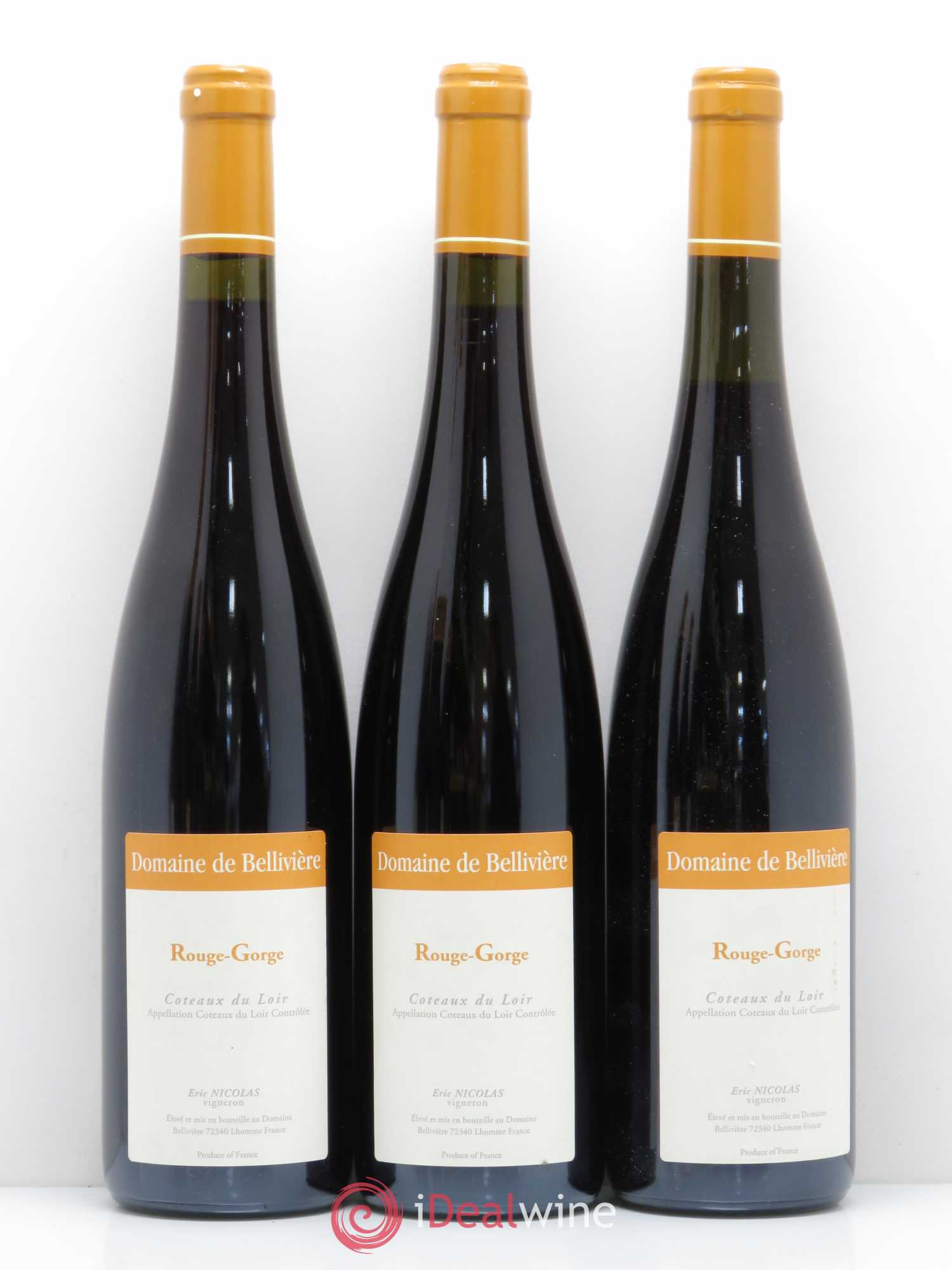 Coteaux du Loir Le Rouge Gorge Domaine de Bellivière 2015 - Lot de 6 bouteilles - 1