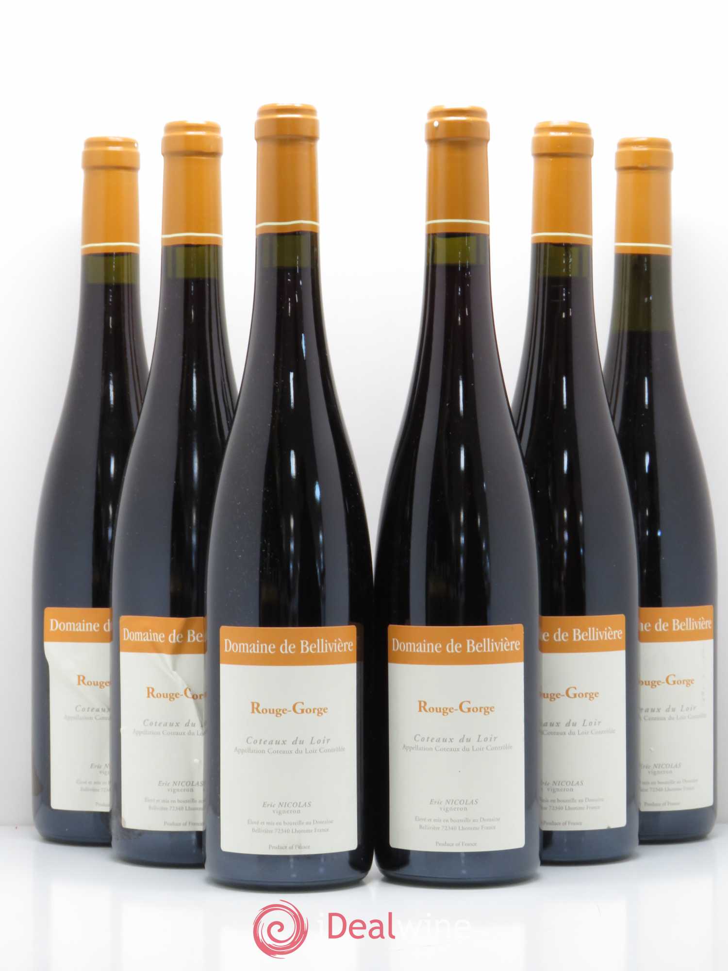 Coteaux du Loir Le Rouge Gorge Domaine de Bellivière 2015 - Lot de 6 bouteilles - 0