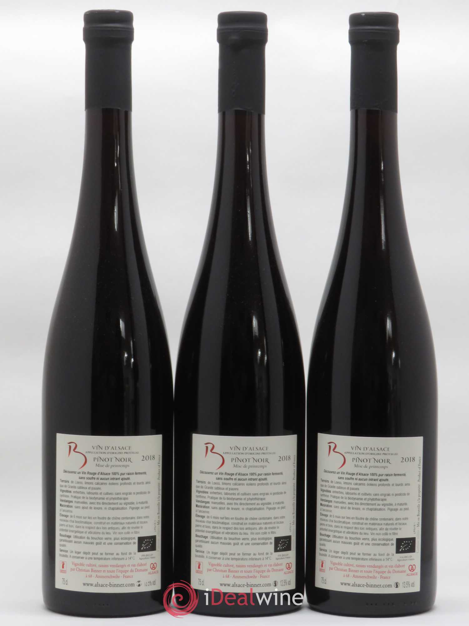 Alsace Pinot Noir Mise de Printemps Christian Binner 2018 - Posten von 3 Flaschen - 1