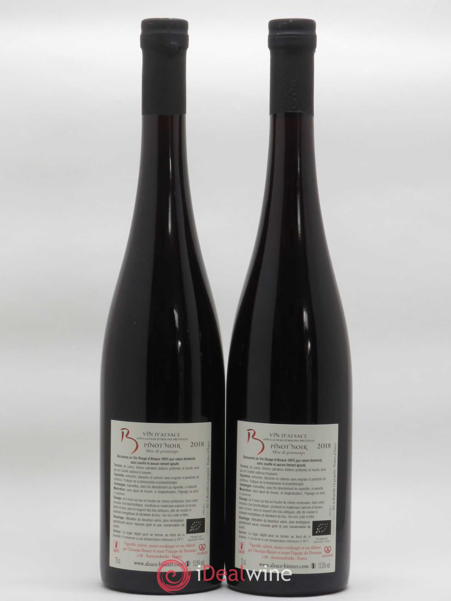 Alsace Pinot Noir Mise de Printemps Christian Binner 2018 - Lot de 2 bouteilles - 1