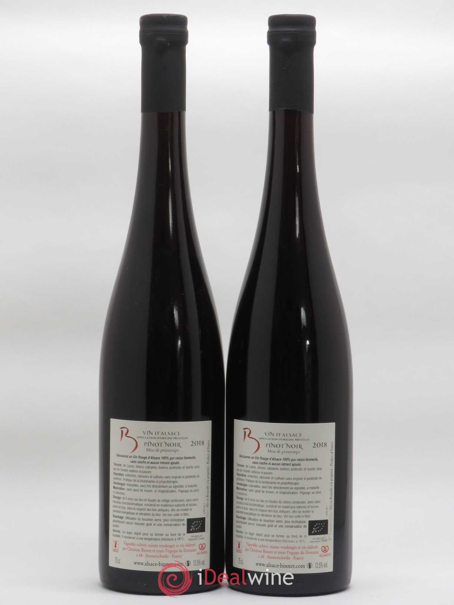 Alsace Pinot Noir Mise de Printemps Christian Binner 2018 - Posten von 2 Flaschen - 1