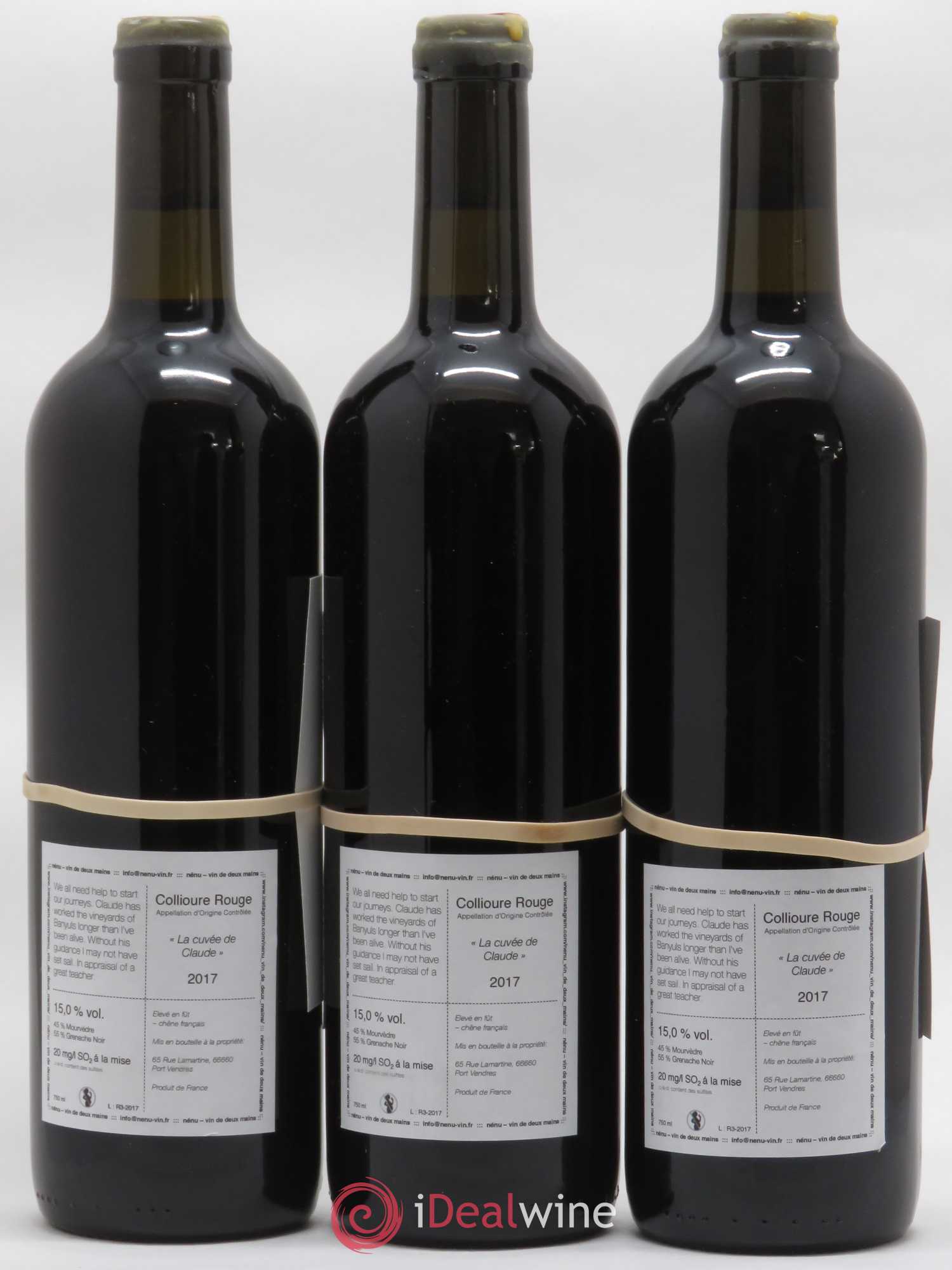 Collioure La cuvée de Claude Domaine Nénu - Rasmus Aamand Olesen Vin de Deux Mains 2017 - Posten von 3 Flaschen - 1