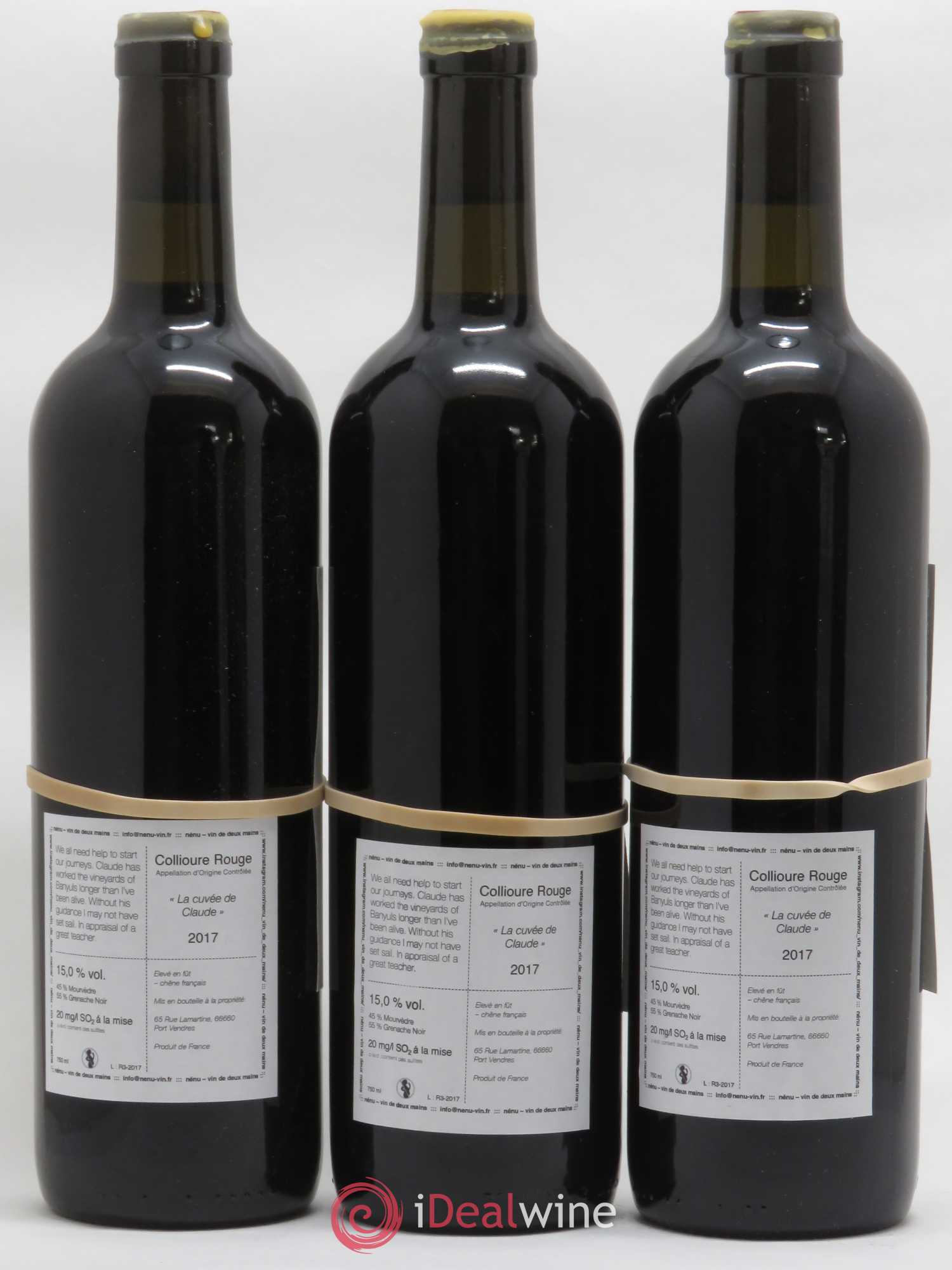 Collioure La cuvée de Claude Domaine Nénu - Rasmus Aamand Olesen Vin de Deux Mains 2017 - Lotto di 3 bottiglie - 1