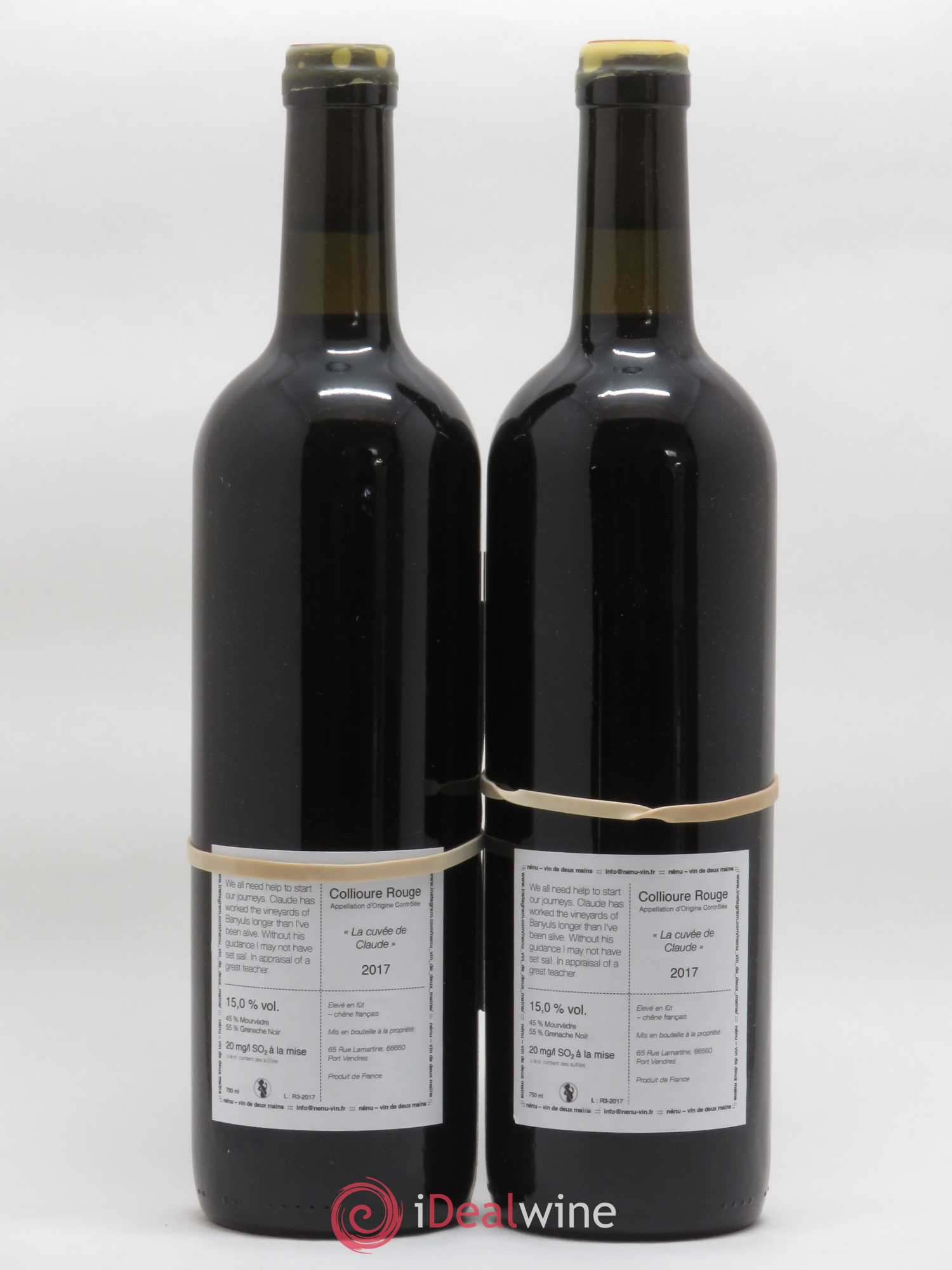 Collioure La cuvée de Claude Domaine Nénu - Rasmus Aamand Olesen Vin de deux mains 2017 - Lot de 2 bouteilles - 1