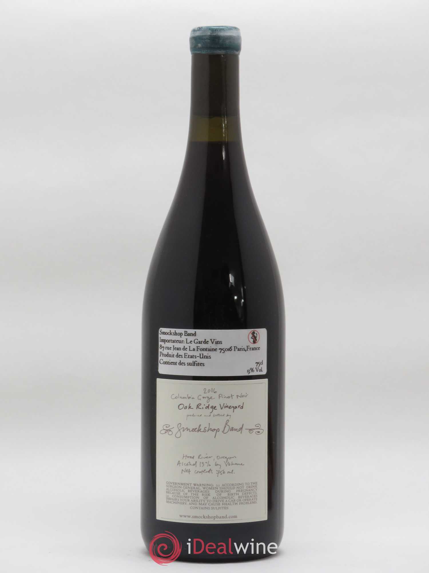 Columbia Gorge Smockshop Band Oak Ridge Hiyu Farm Pinot Noir 2016 - Lot de 1 bouteille - 1