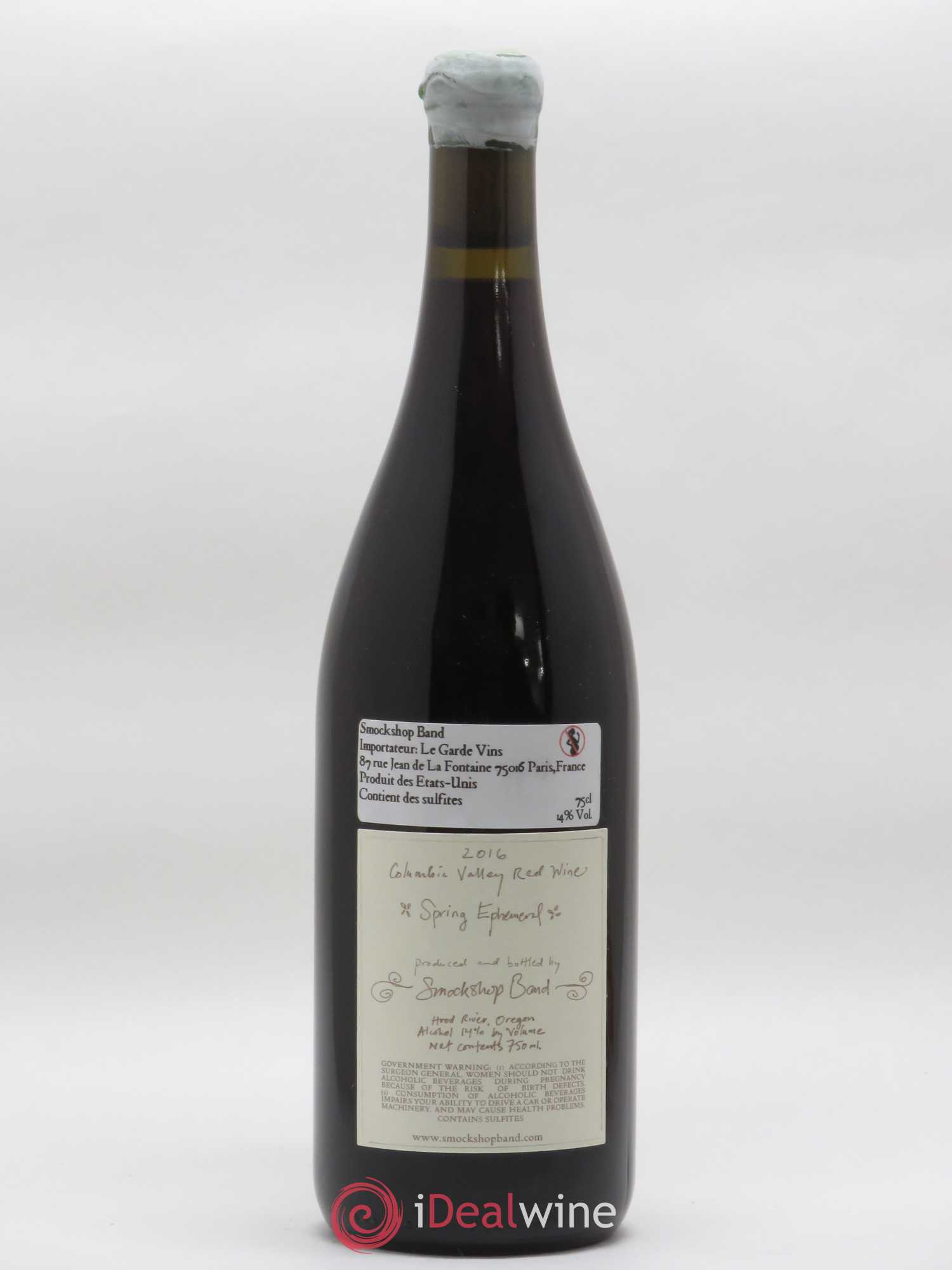 Columbia Gorge Smockshop Band Spring Ephemeral Pinot Noir Hiyu Farm Oregon 2016 - Lot de 1 bouteille - 1
