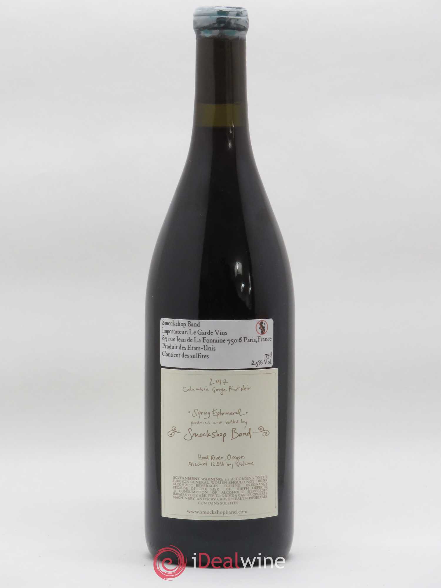 Columbia Gorge Smockshop Band Spring Ephemeral Pinot Noir Hiyu Farm 2017 - Lot de 1 bouteille - 1