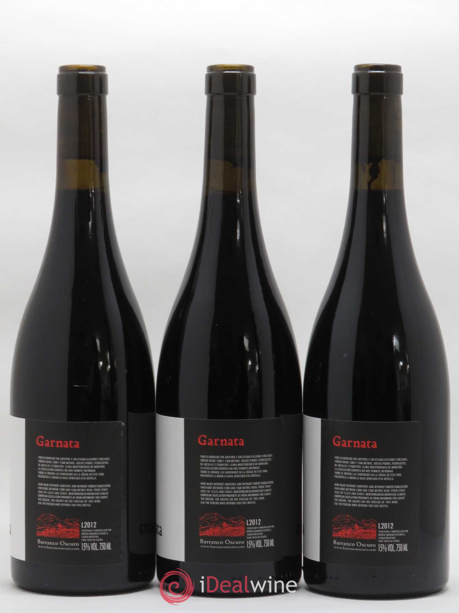 Espagne Garnata Barranco Oscuro 2012 - Posten von 3 Flaschen - 1