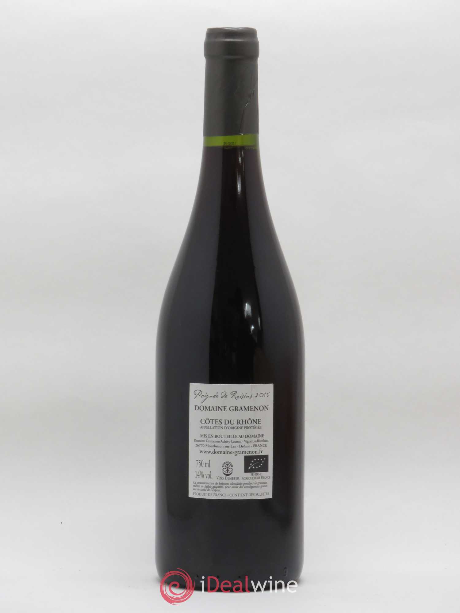 Côtes-du-Rhône Poignée de raisins Gramenon (Domaine) 2015 - Lot de 1 bouteille - 1