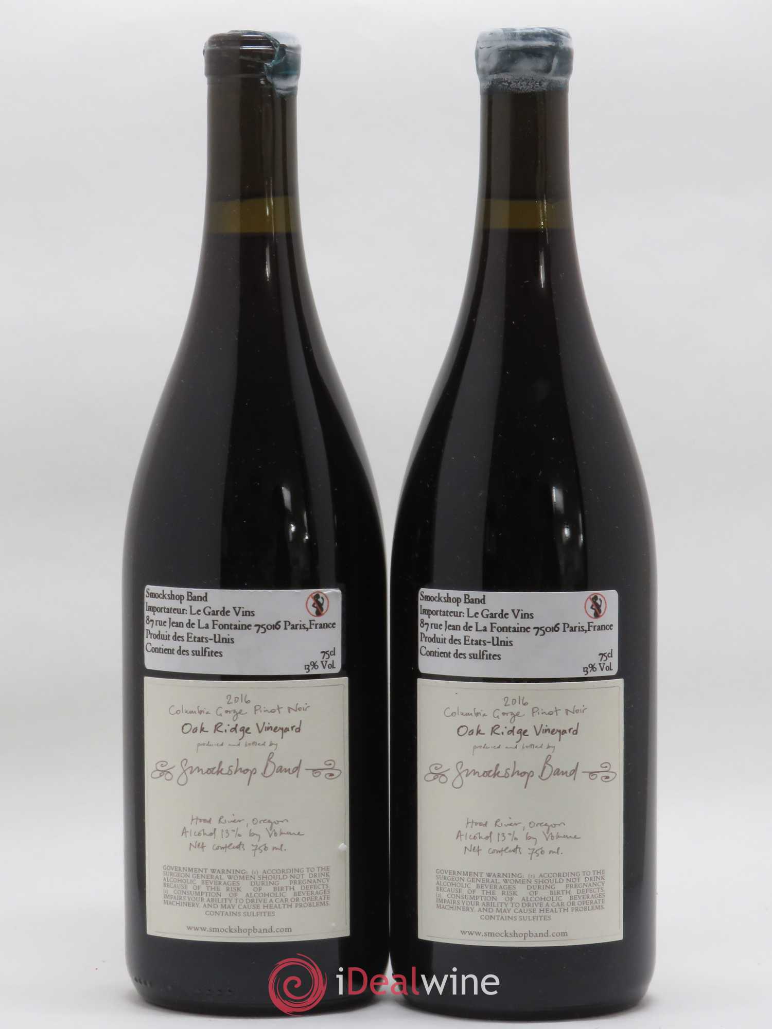 Columbia Gorge Smockshop Band Oak Ridge Hiyu Farm Pinot Noir 2016 - Lot de 2 bouteilles - 1